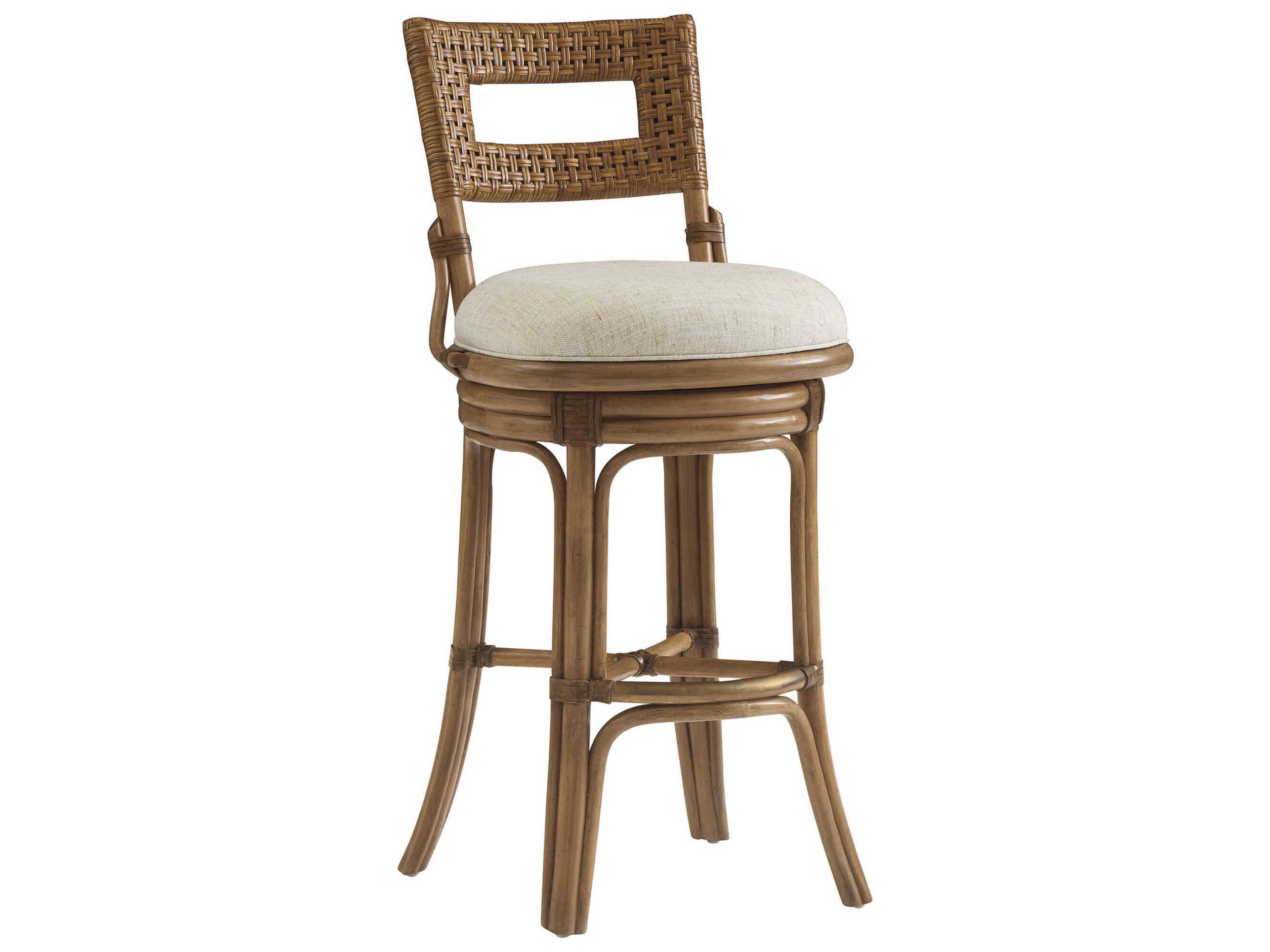 Tommy Bahama Key Biscayne Upholstered Rattan Bar Stool