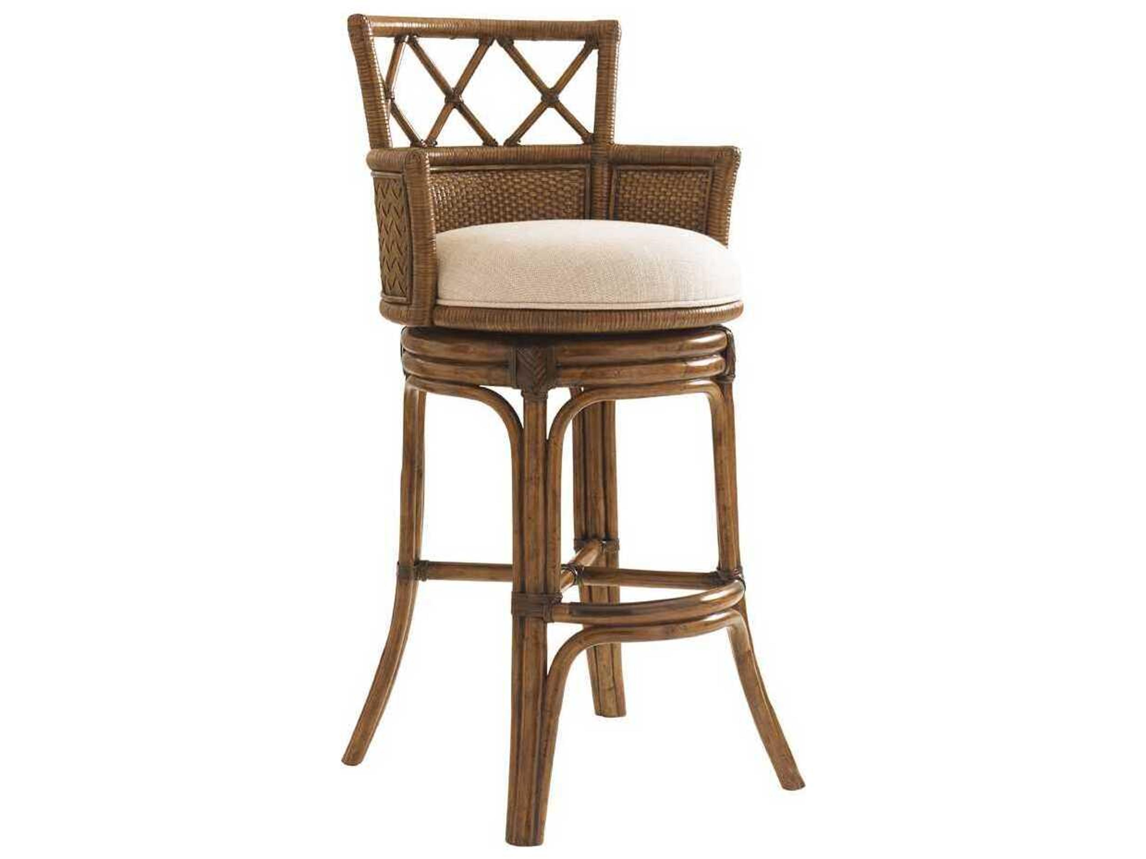 Tommy Bahama Bali Hai Upholstered Rattan Bar Stool