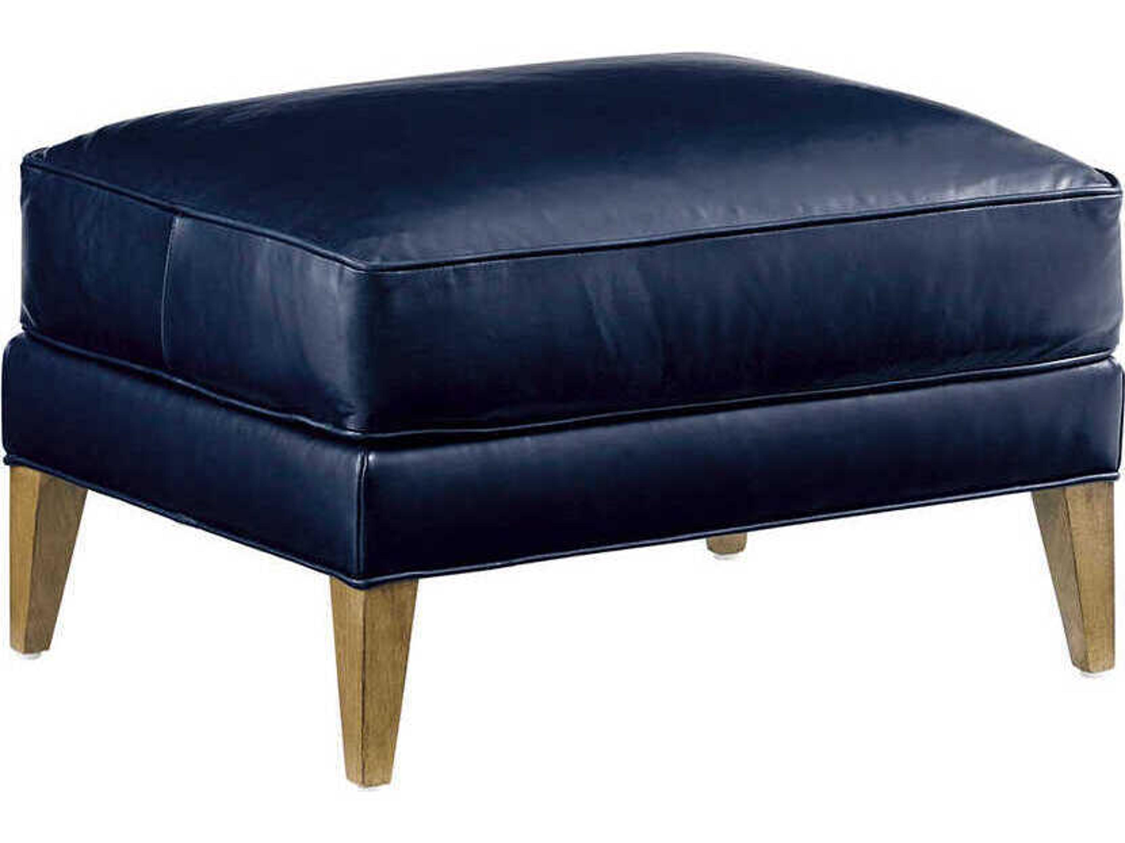 Tommy Bahama Twin Palms Blue Leather Ottoman