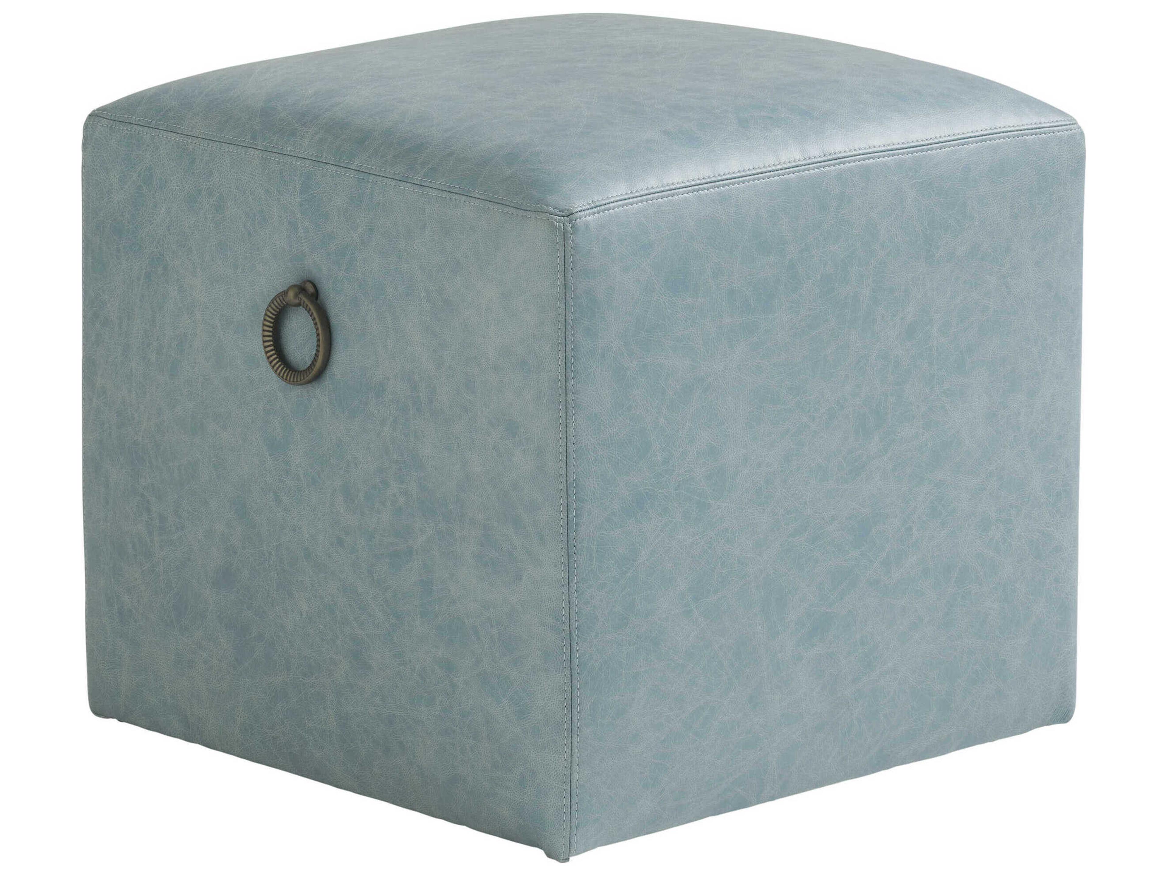 Tommy Bahama Ocean Breeze Blue Leather Ottoman