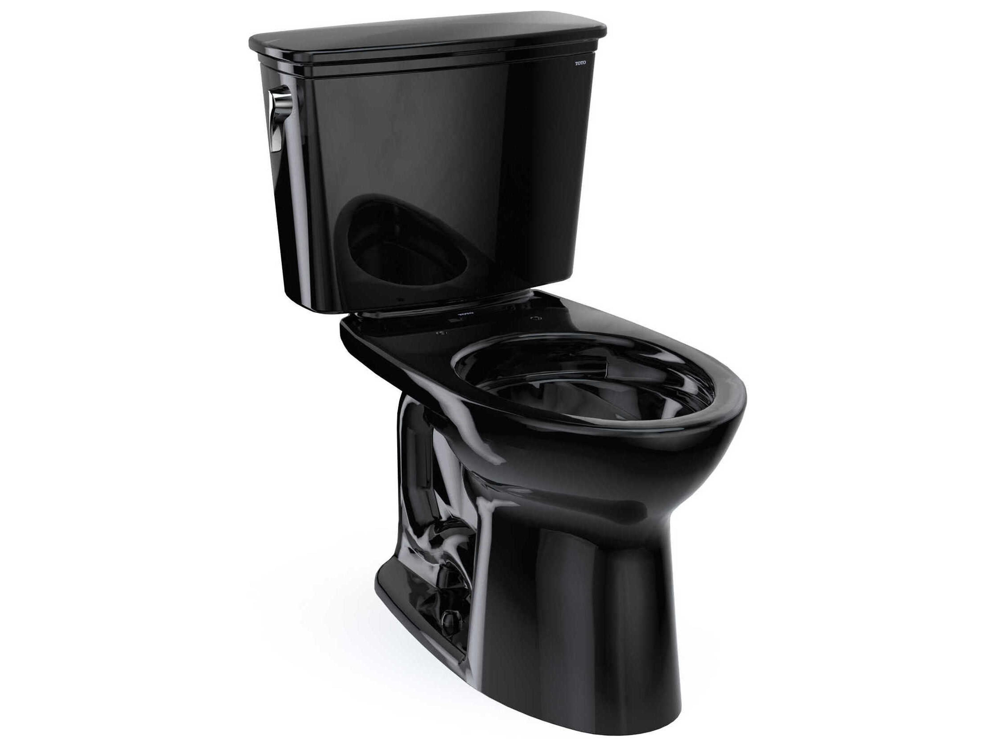 TOTO Drake Transitional 2-Piece Elongated Universal Height Tornado Flush Ebony Toilet