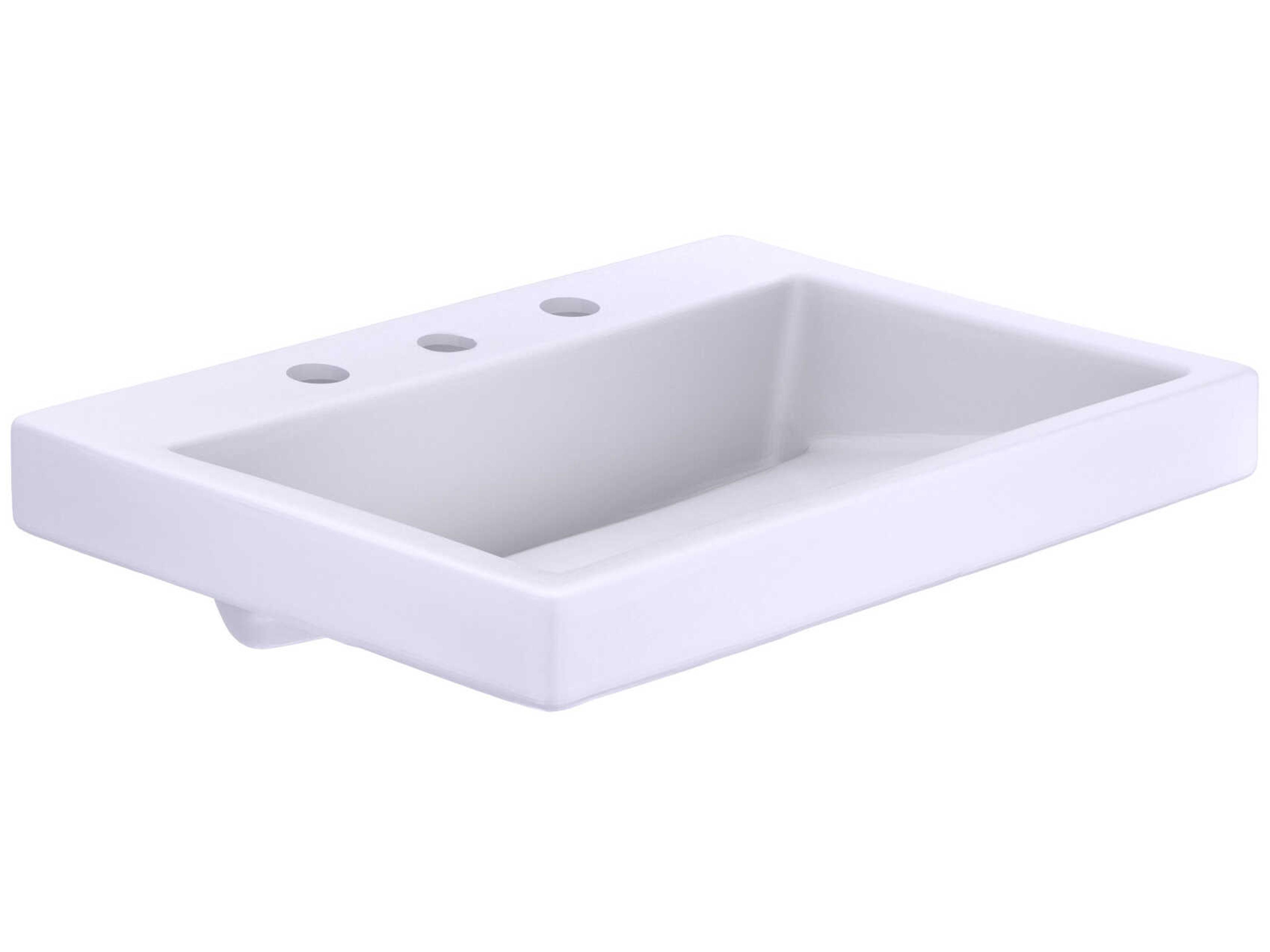 TOTO Kiwami Renesse Design-I Cotton White Rectangular Fireclay Vessel Bathroom Sink with Cefiontect for 8" Faucets
