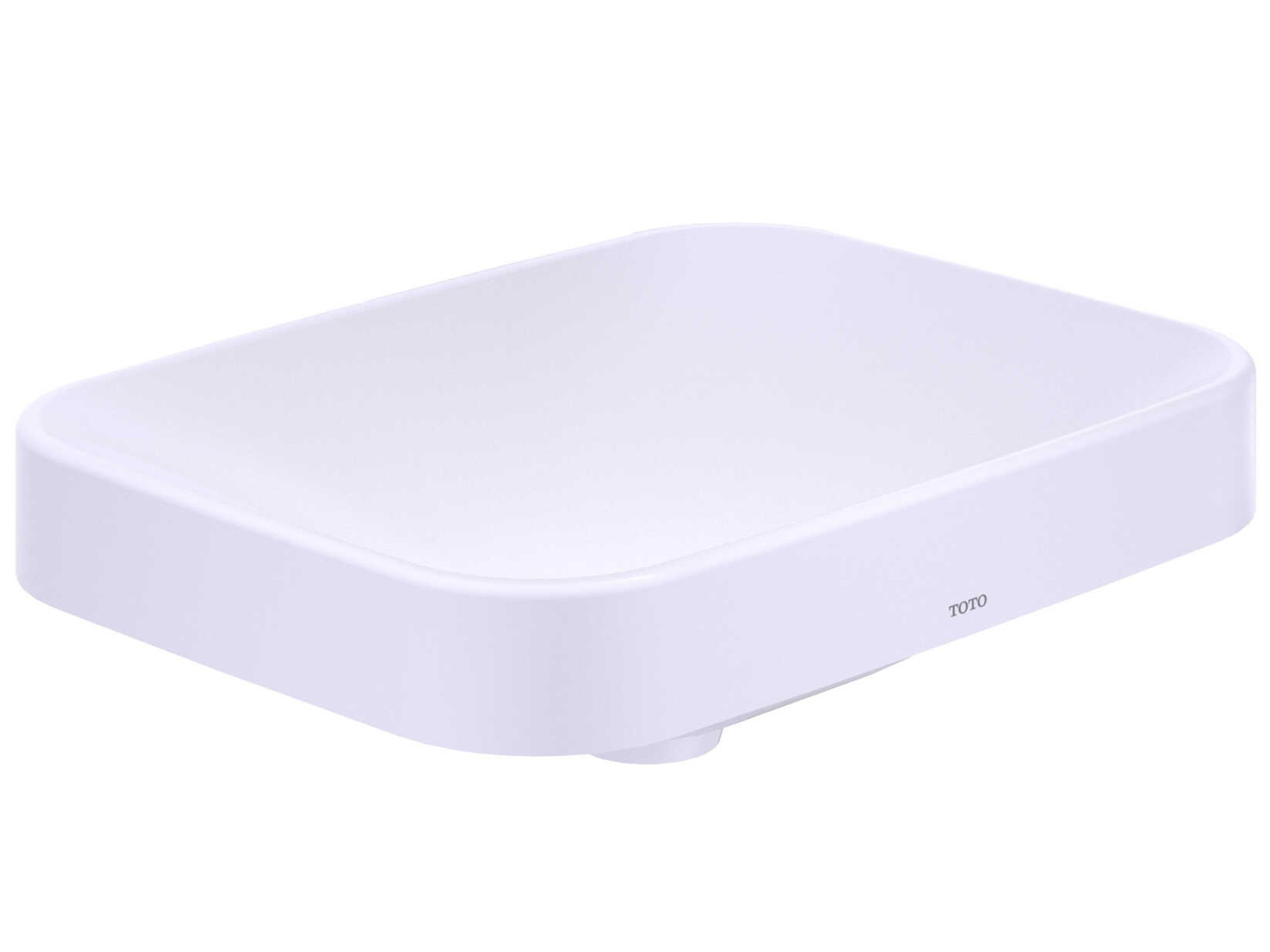 TOTO Arvina Cotton White Rectangular 20" Vessel Bathroom Sink with Cefiontect