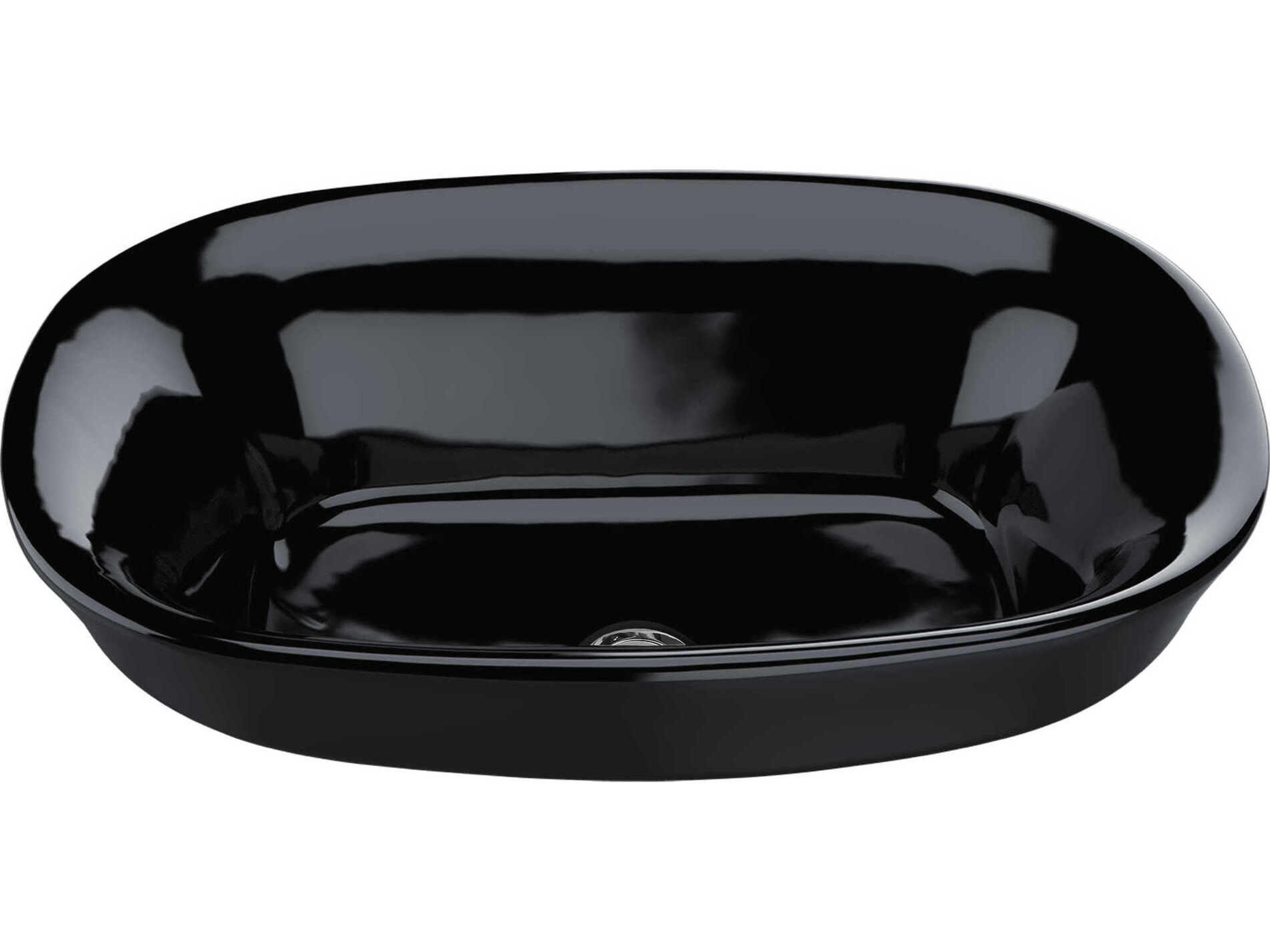 TOTO Maris Ebony Oval Semi-Recessed Vessel Bathroom Sink
