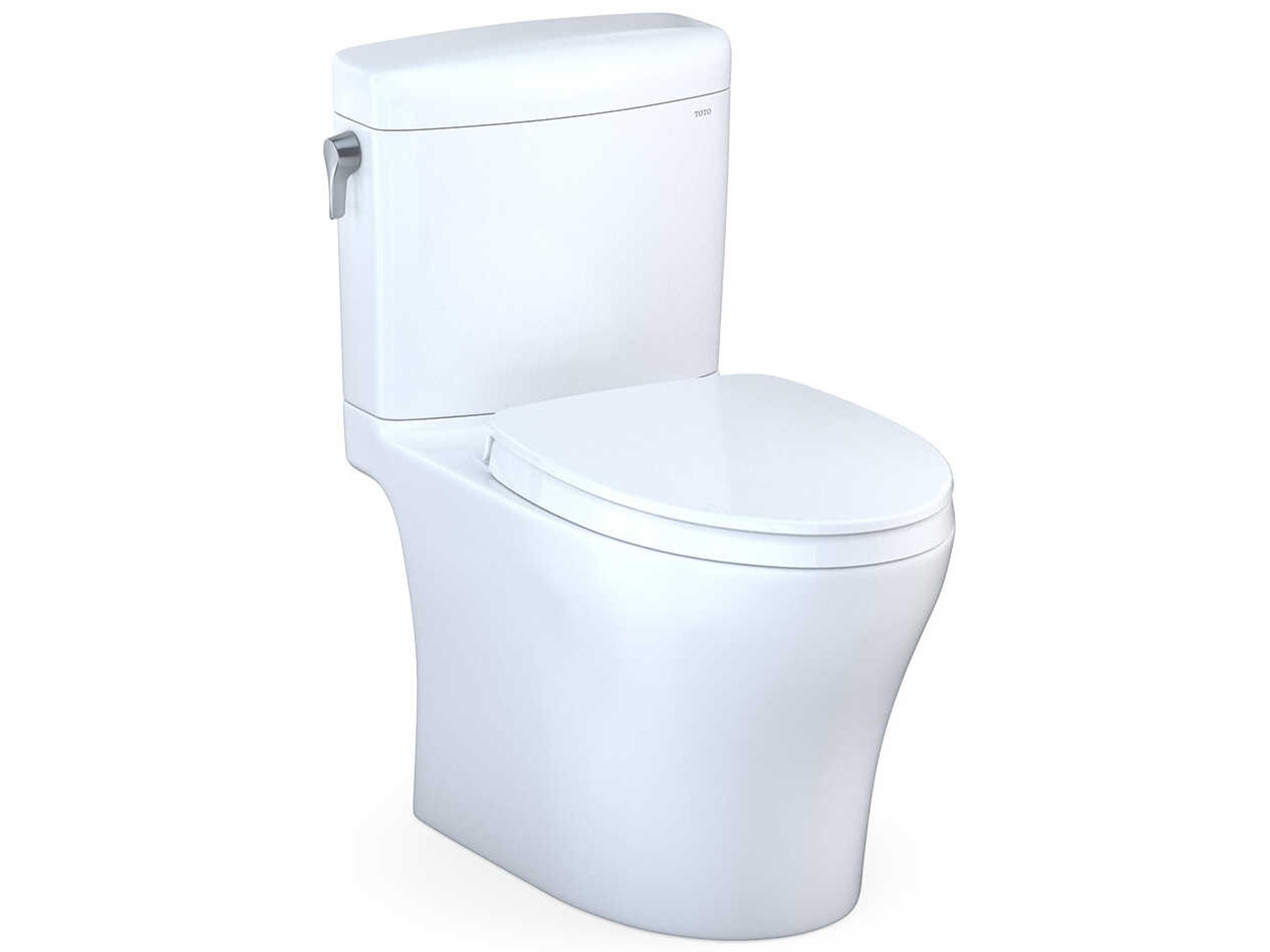 TOTO Aquia-IV Cube 2-Piece Elongated Dual Flush Universal Height Cotton White Toilet with Cefiontect and Washlet+ Ready