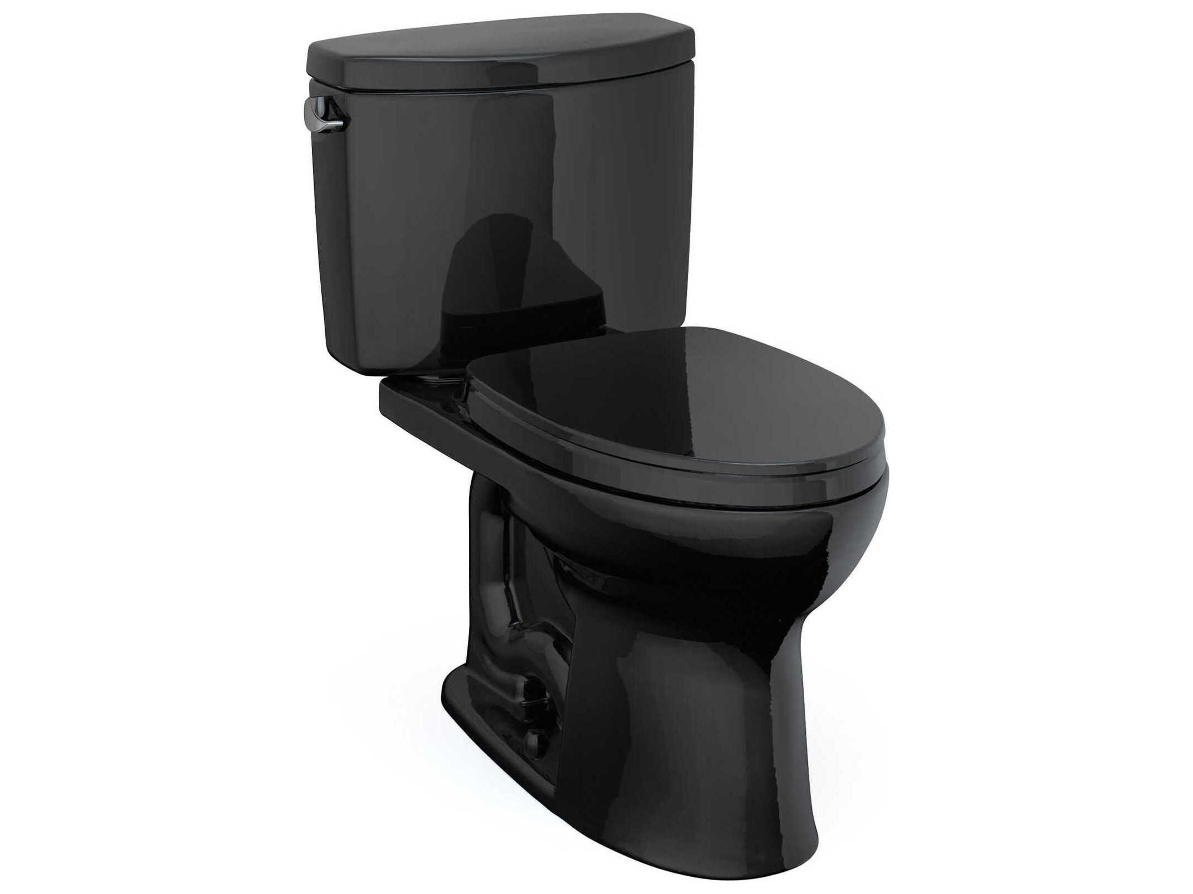 TOTO Drake-II 2-Piece Elongated Universal Height Ebony Toilet with SS124 SoftClose Seat, Washlet+ Ready