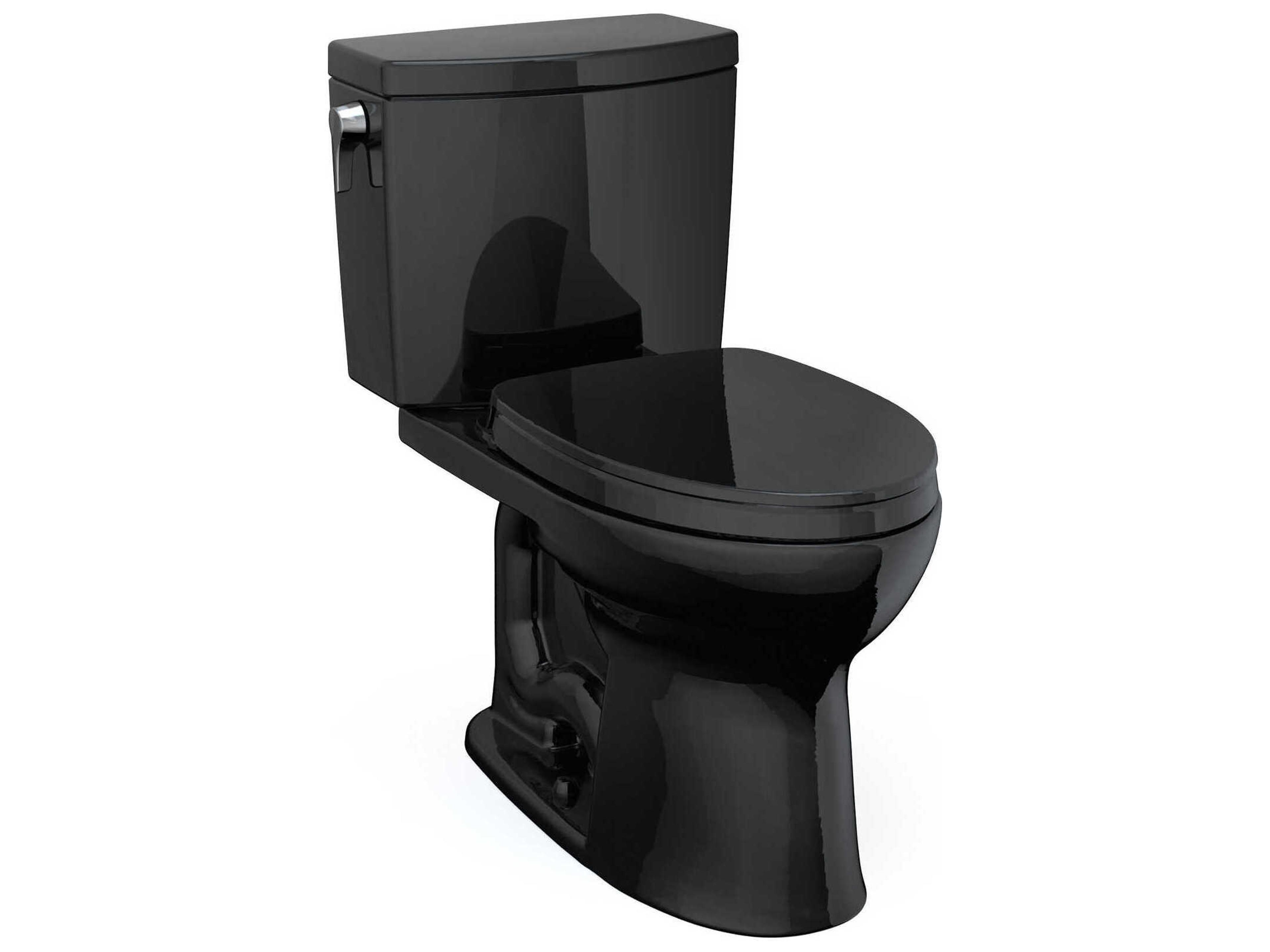 TOTO Drake-II 1G 2-Piece Elongated Universal Height Ebony Toilet with SS124 SoftClose Seat, Washlet+ Ready