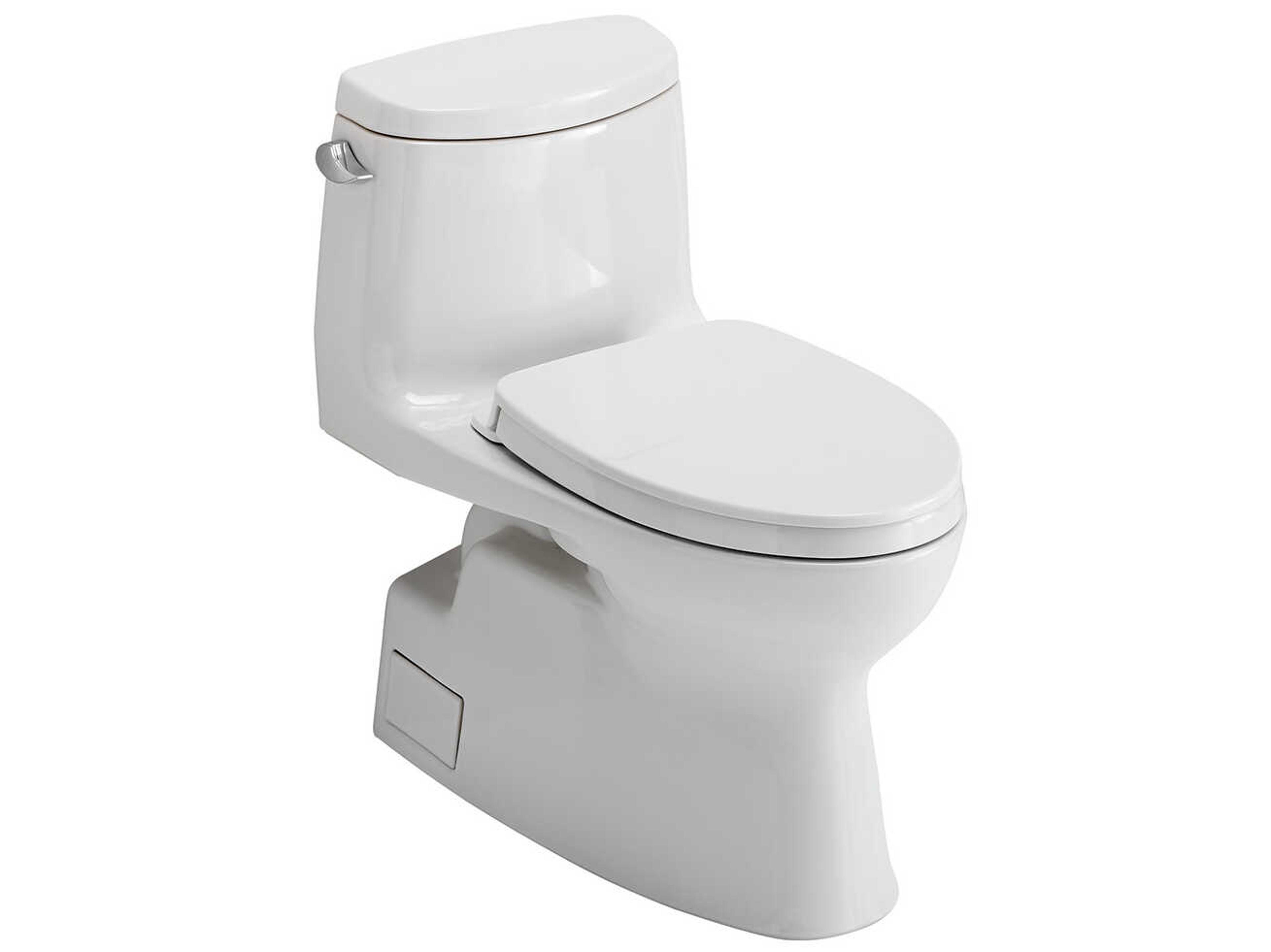 TOTO Carlyle-II 1-Piece Elongated Universal Height Cotton White Toilet with Cefiontect and SS124 SoftClose Seat, Washlet+ Ready