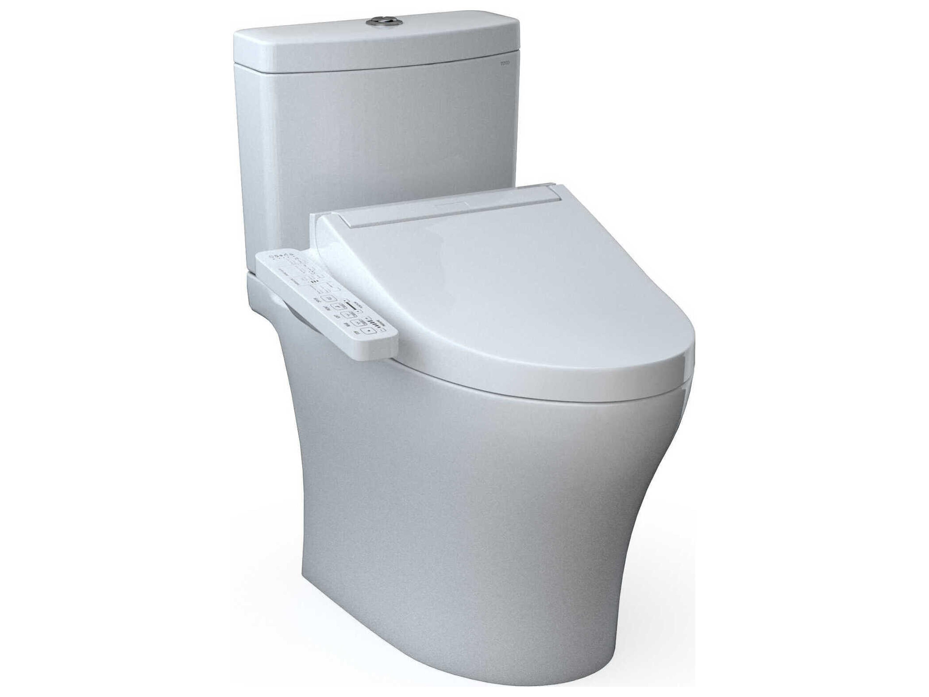 TOTO Aquia-IV Washlet+ 2-Piece Elongated Universal Height Dual Flush Cotton White Toilet and Washlet C2 Bidet Seat