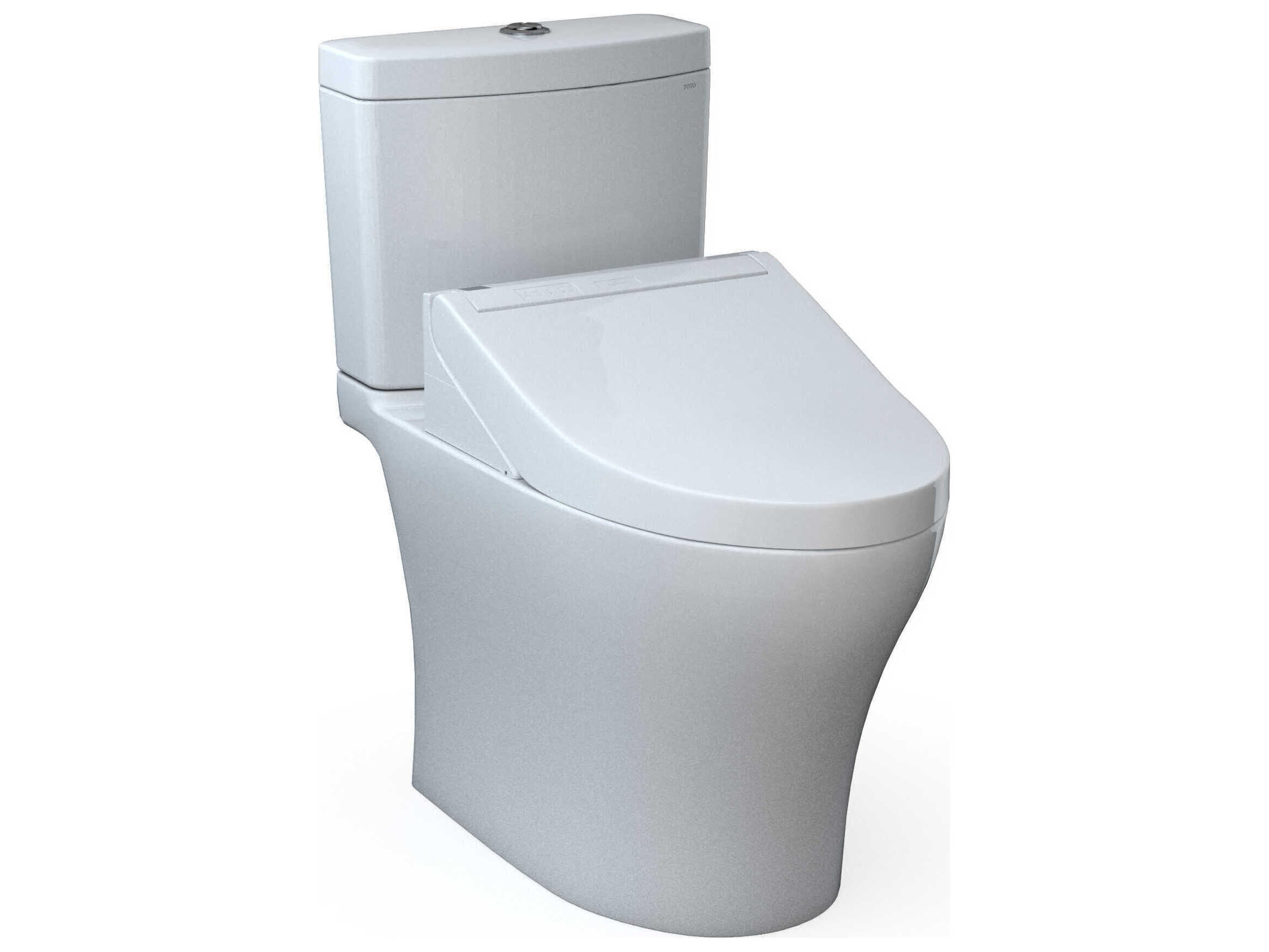 TOTO Aquia-IV Washlet+ 2-Piece Elongated Universal Height Dual Flush Cotton White Toilet and Washlet C5 Bidet Seat