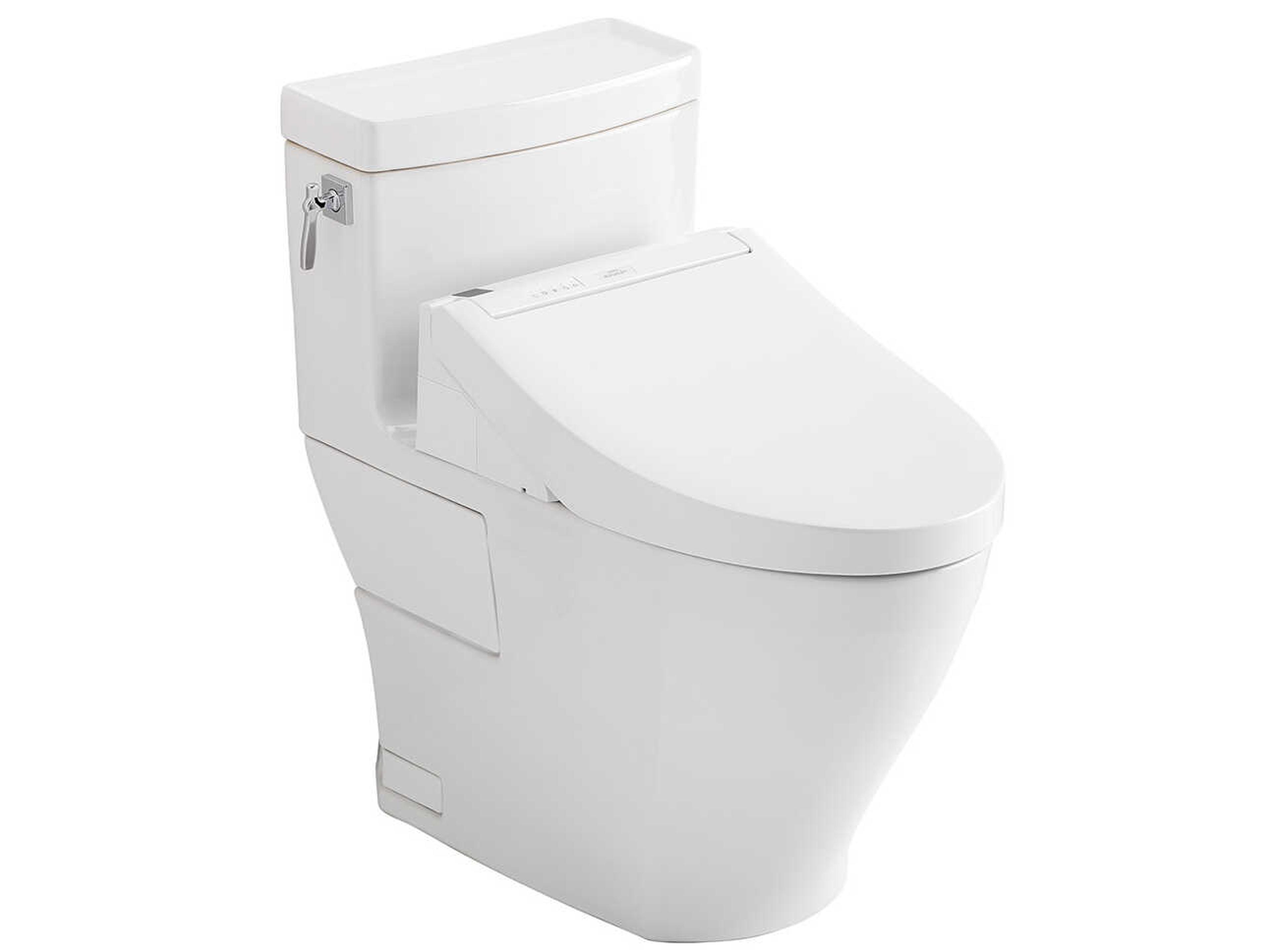 TOTO Aimes Washlet+ 1-Piece Elongated Cotton White Toilet and Washlet C5 Bidet Seat