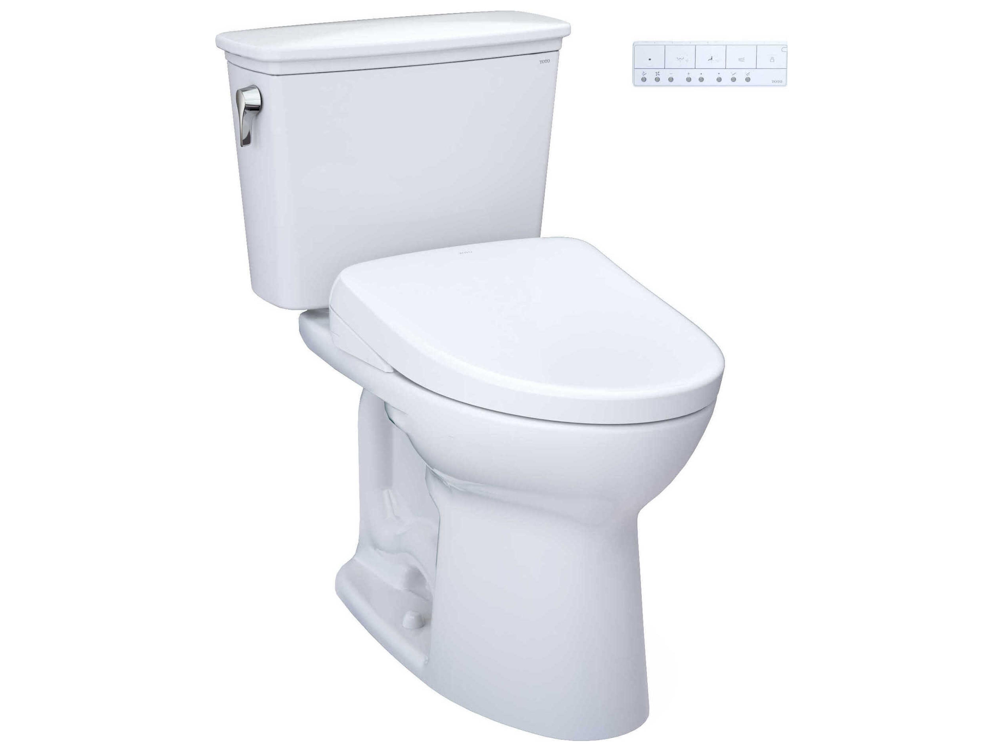 TOTO Drake Transitional Washlet+ 2-Piece Elongated Universal Height Tornado Flush Toilet with S7A Contemporary Bidet Seat