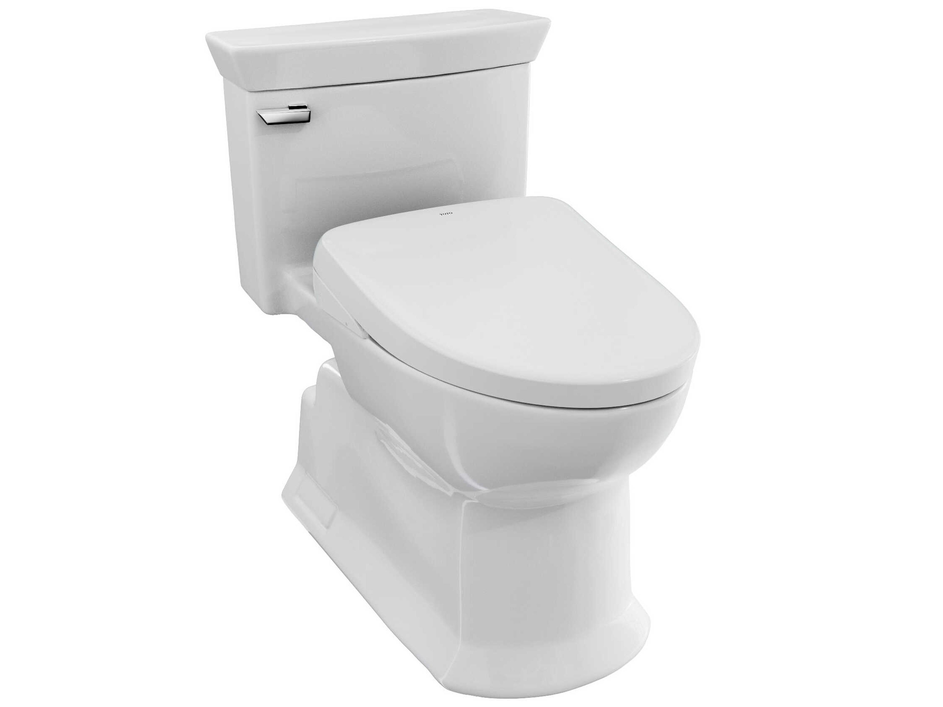 TOTO Soiree Washlet+ Cotton White Elongated Universal Height Toilet with S7 Bidet Seat, Contemporary Lid