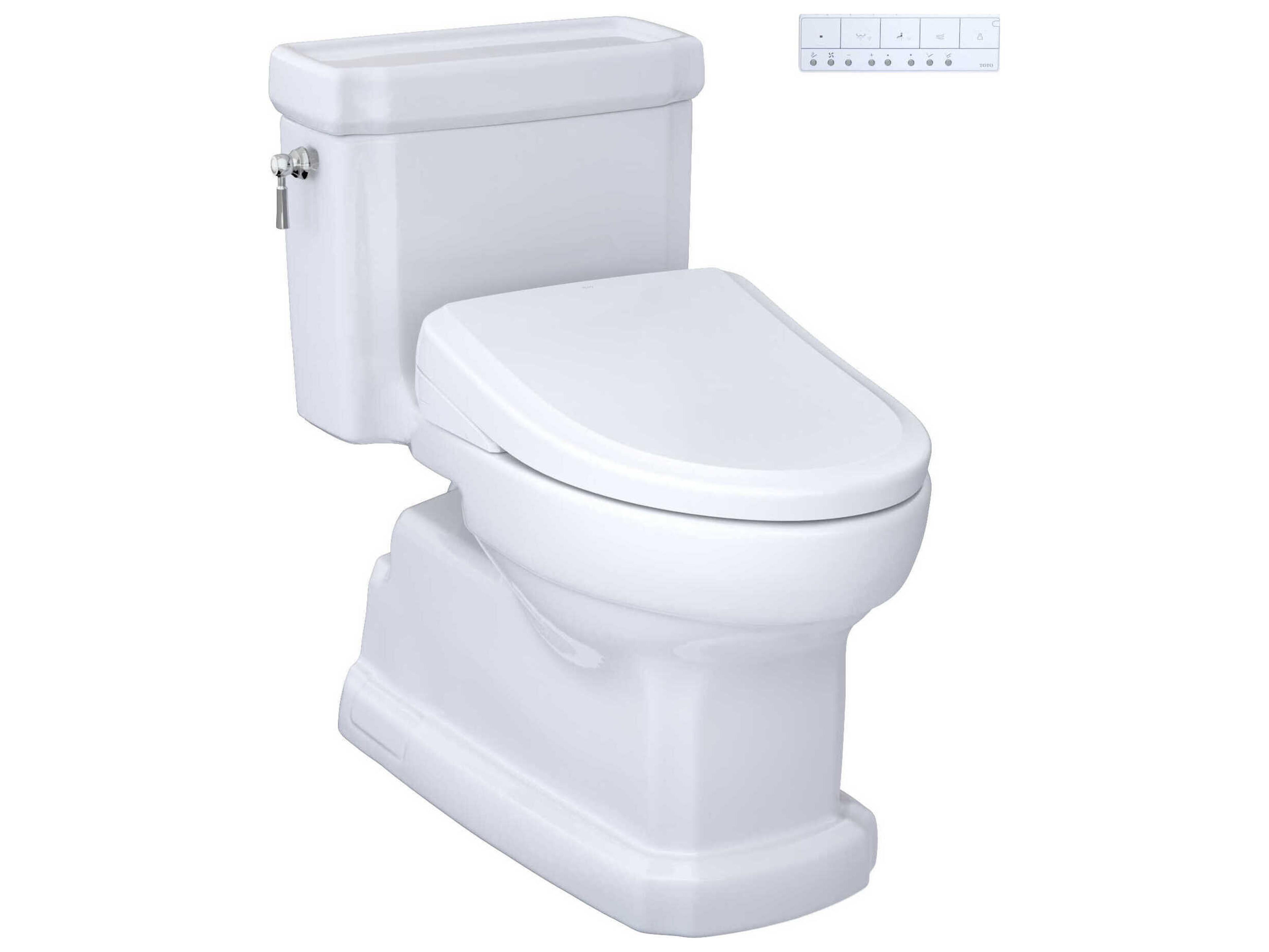 TOTO Eco Guinevere Washlet+ Cotton White Elongated Universal Height Toilet with S7 Classic Bidet Seat