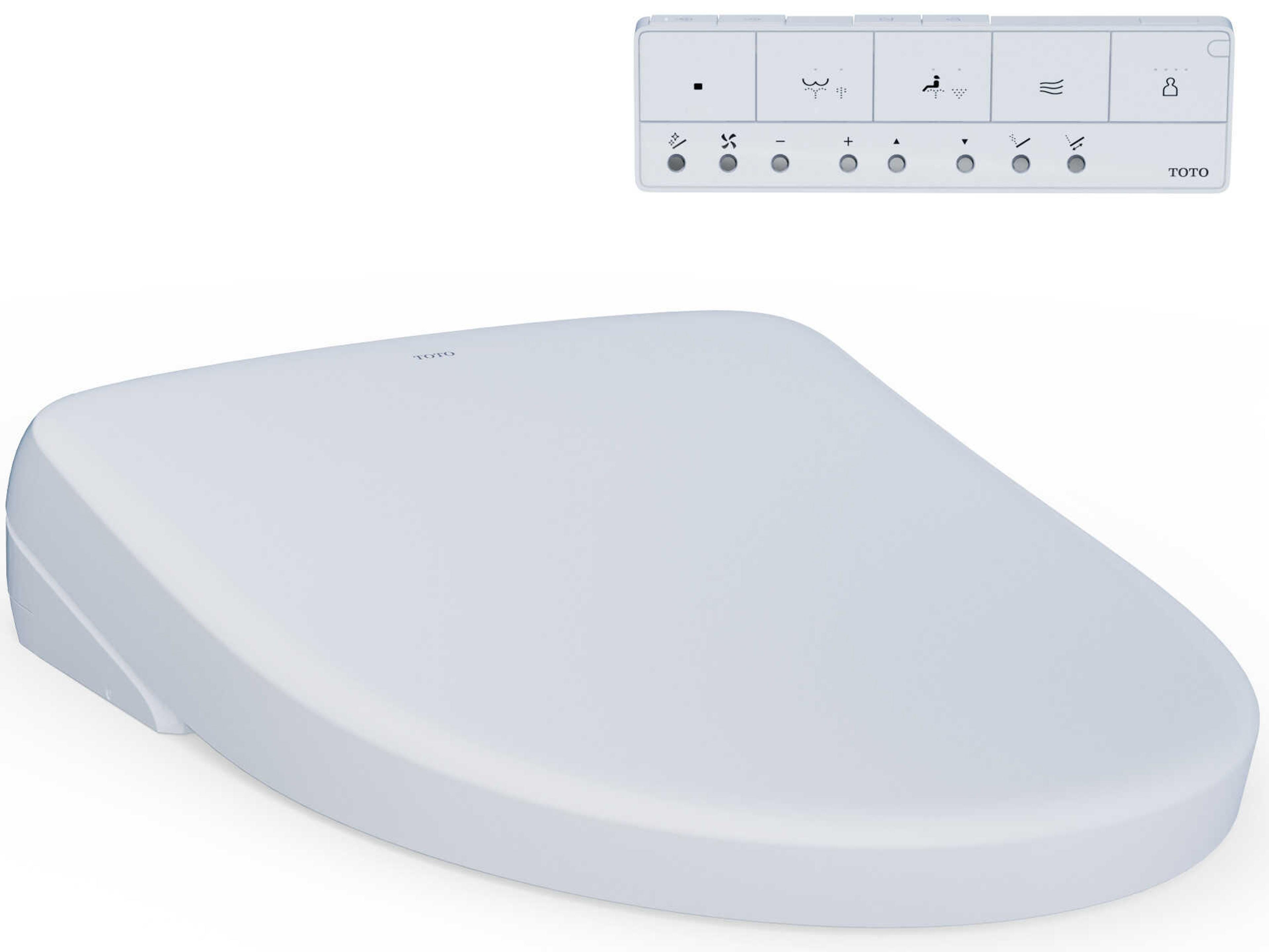 TOTO Cotton White Washlet+ S7A Electronic Bidet Toilet Seat with Ewater+ Bowl and Wand Cleaning, Auto Open and Close Contemporary Lid, Elongated