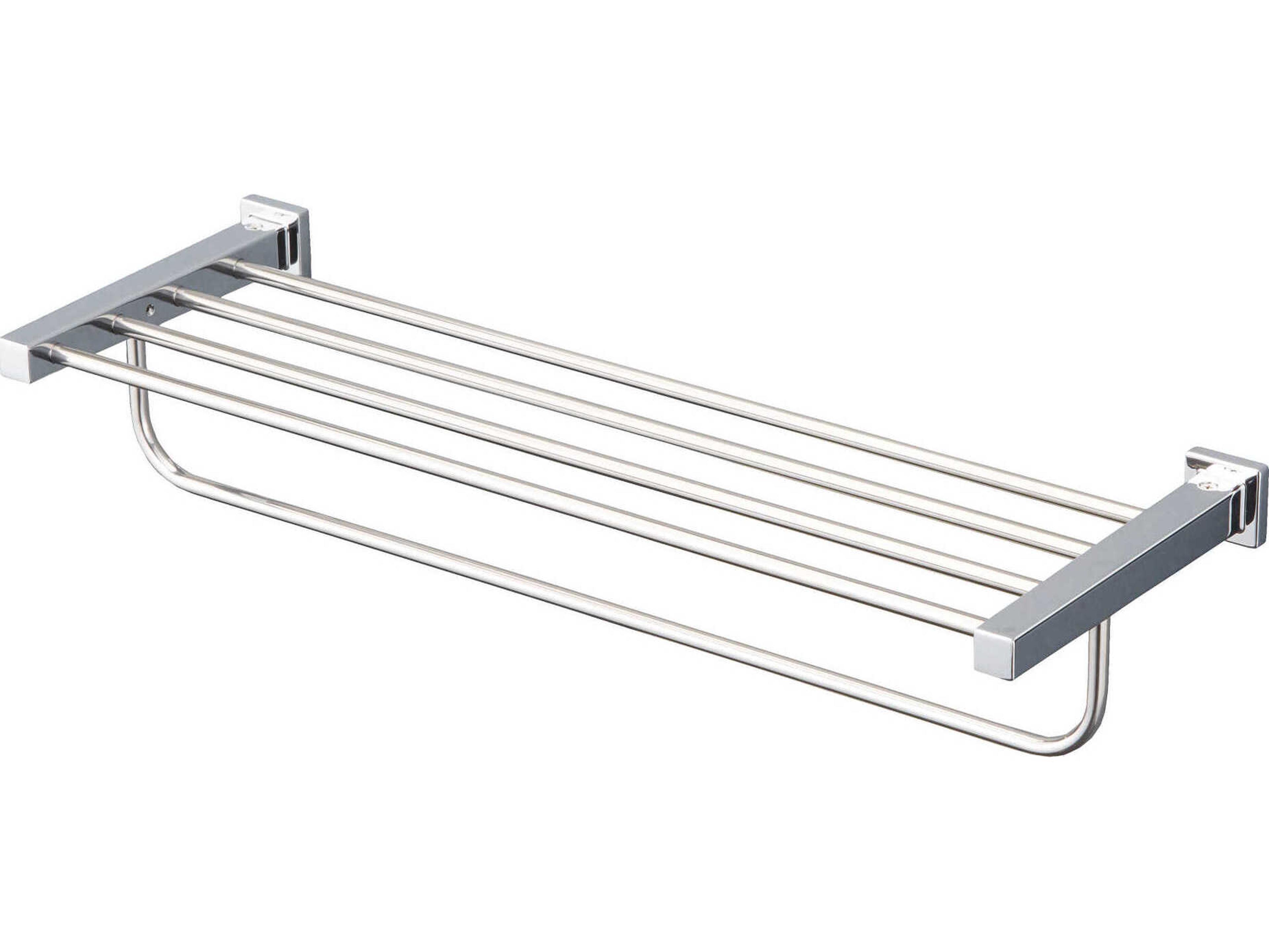 TOTO L-Series Polished Chrome Square Towel Shelf with Hanging Bar