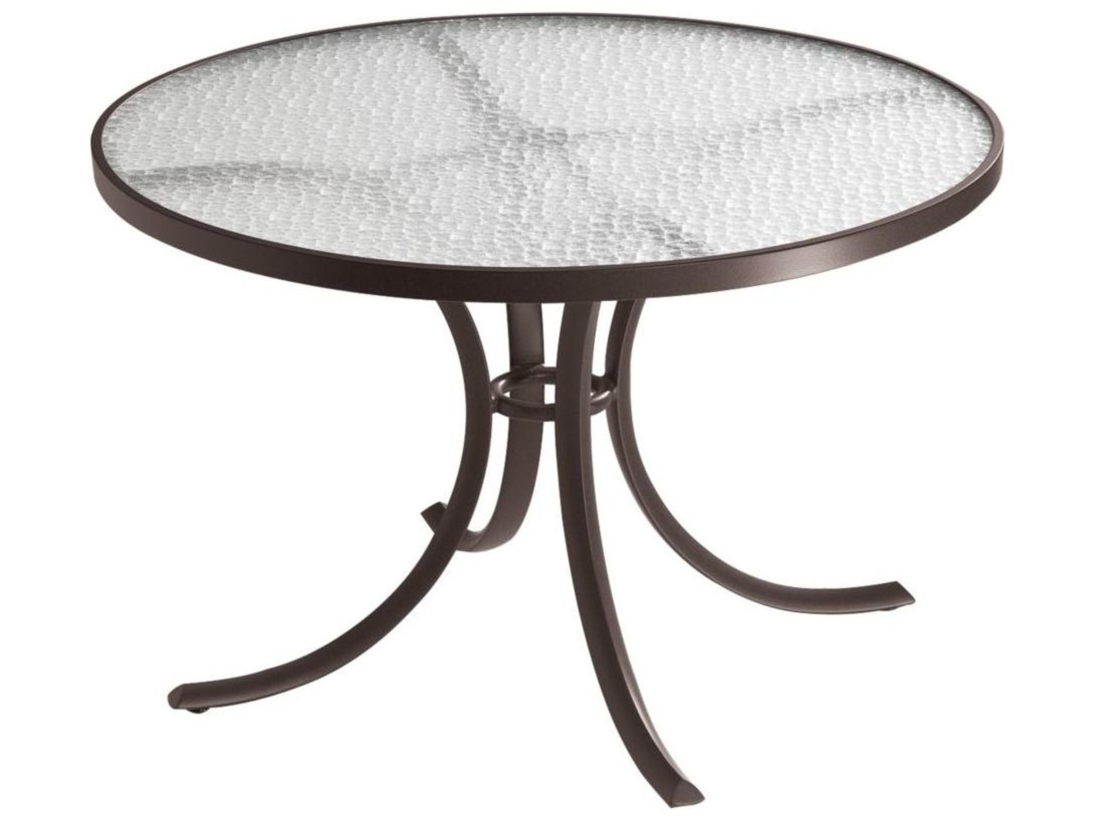 Tropitone Acrylic Cast Aluminum Round Outdoor Patio Dining Table with Umbrella Hole