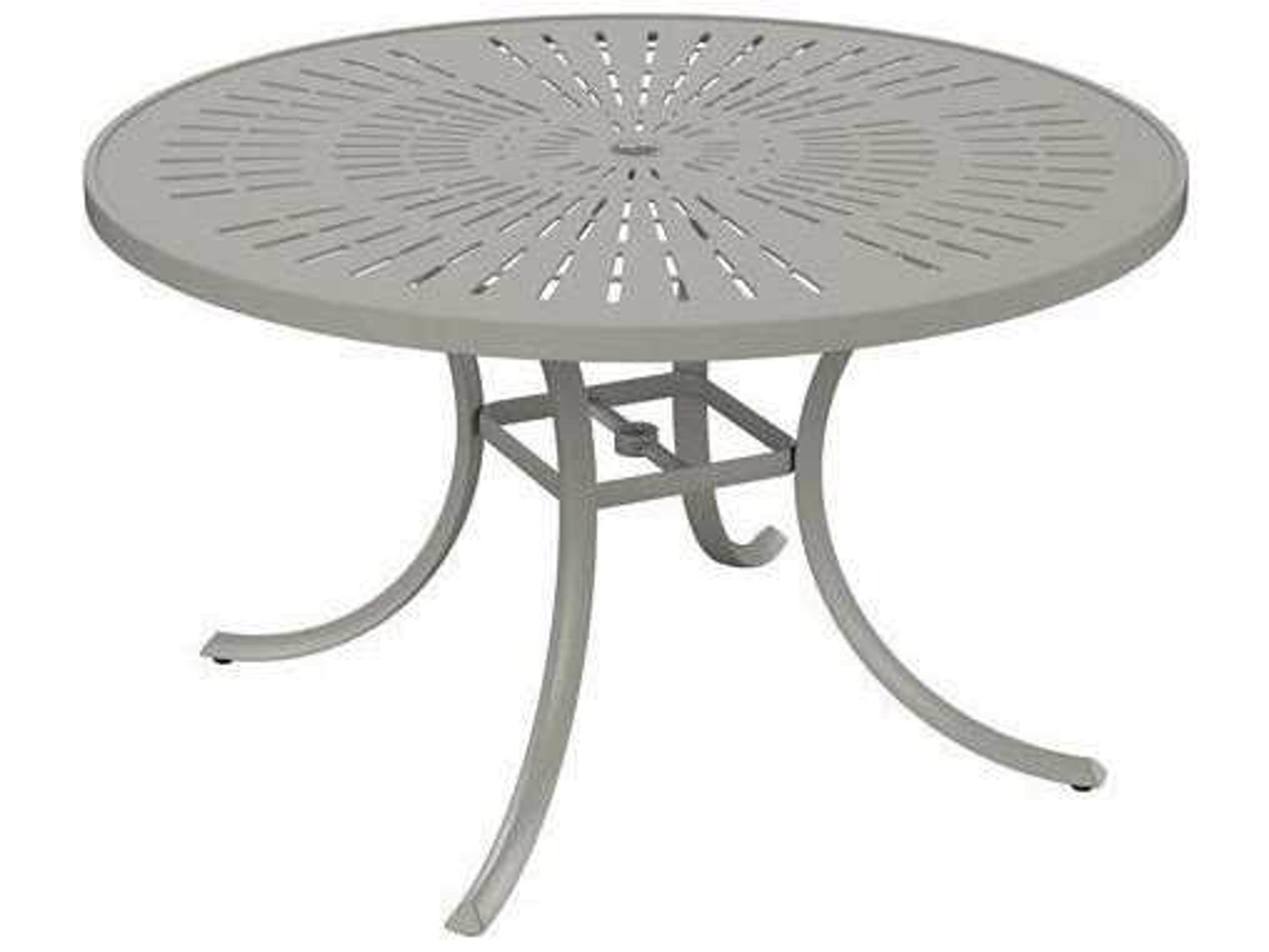 Tropitone Patterned La'stratta Aluminum Round Outdoor Dining Table with Umbrella Hole