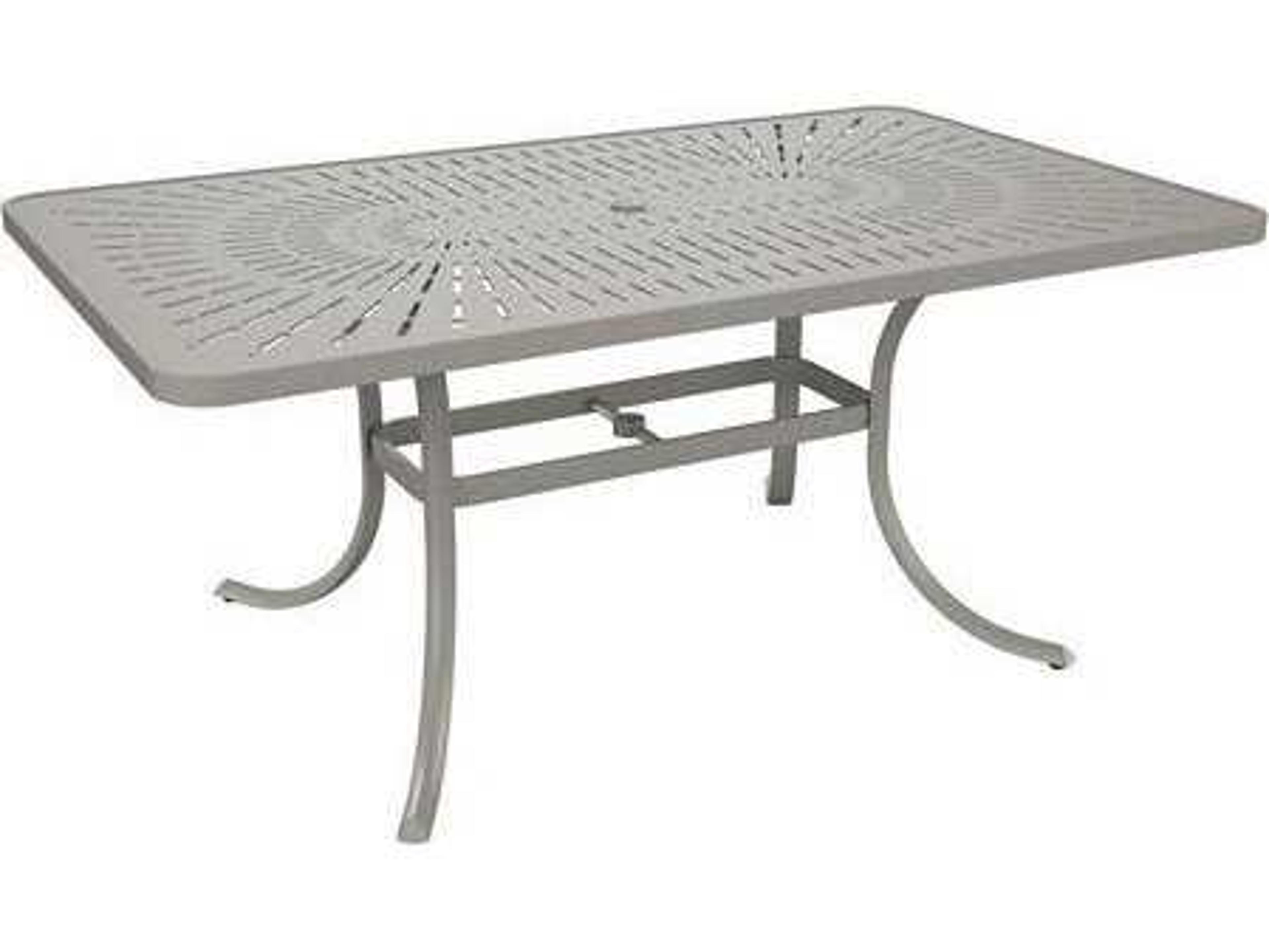 Tropitone Patterned La'stratta Aluminum Rectangular Outdoor Patio Dining Table With Umbrella Hole