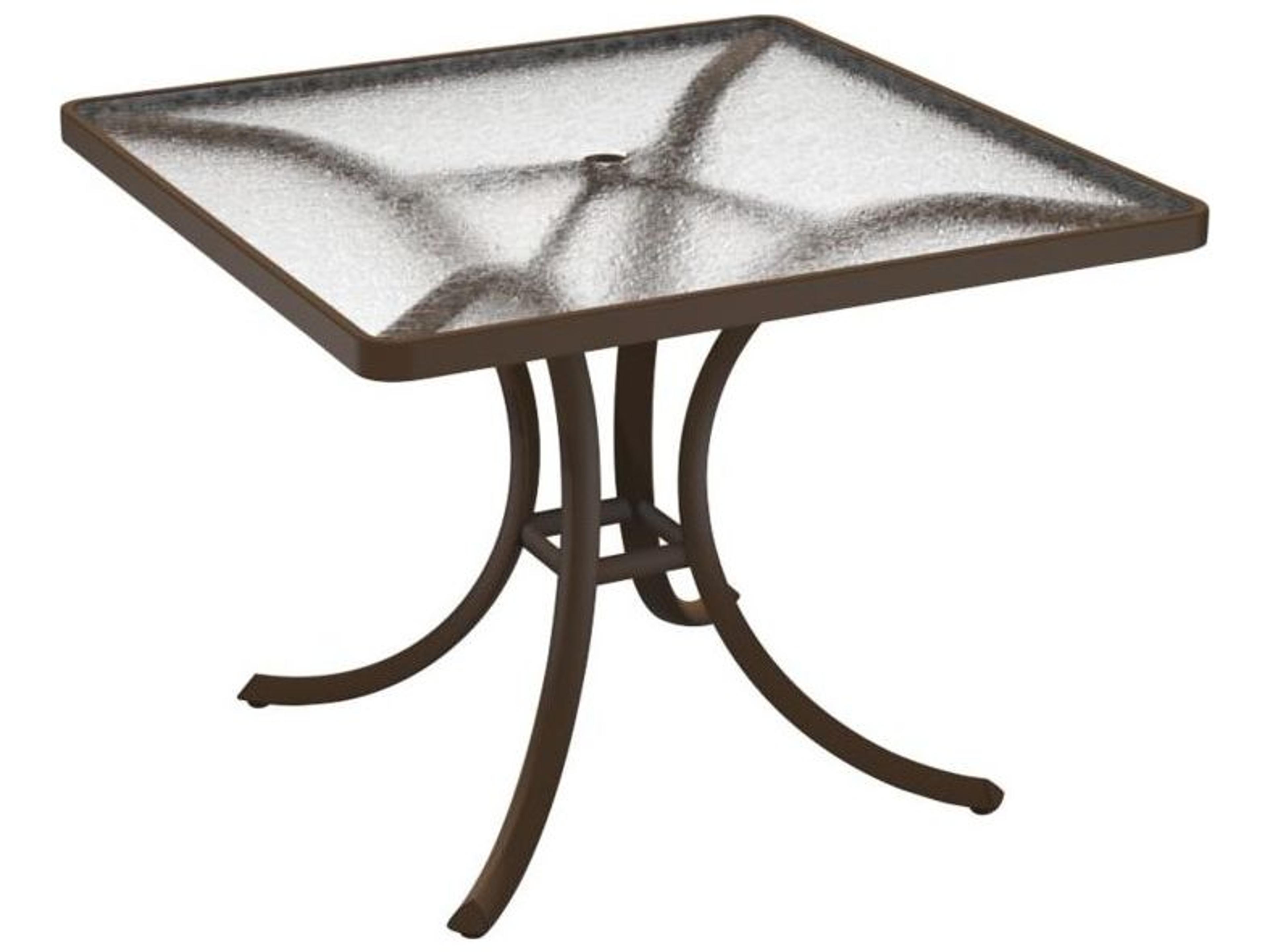 Tropitone Acrylic Cast Aluminum Square Patio Dining Table with Umbrella Hole