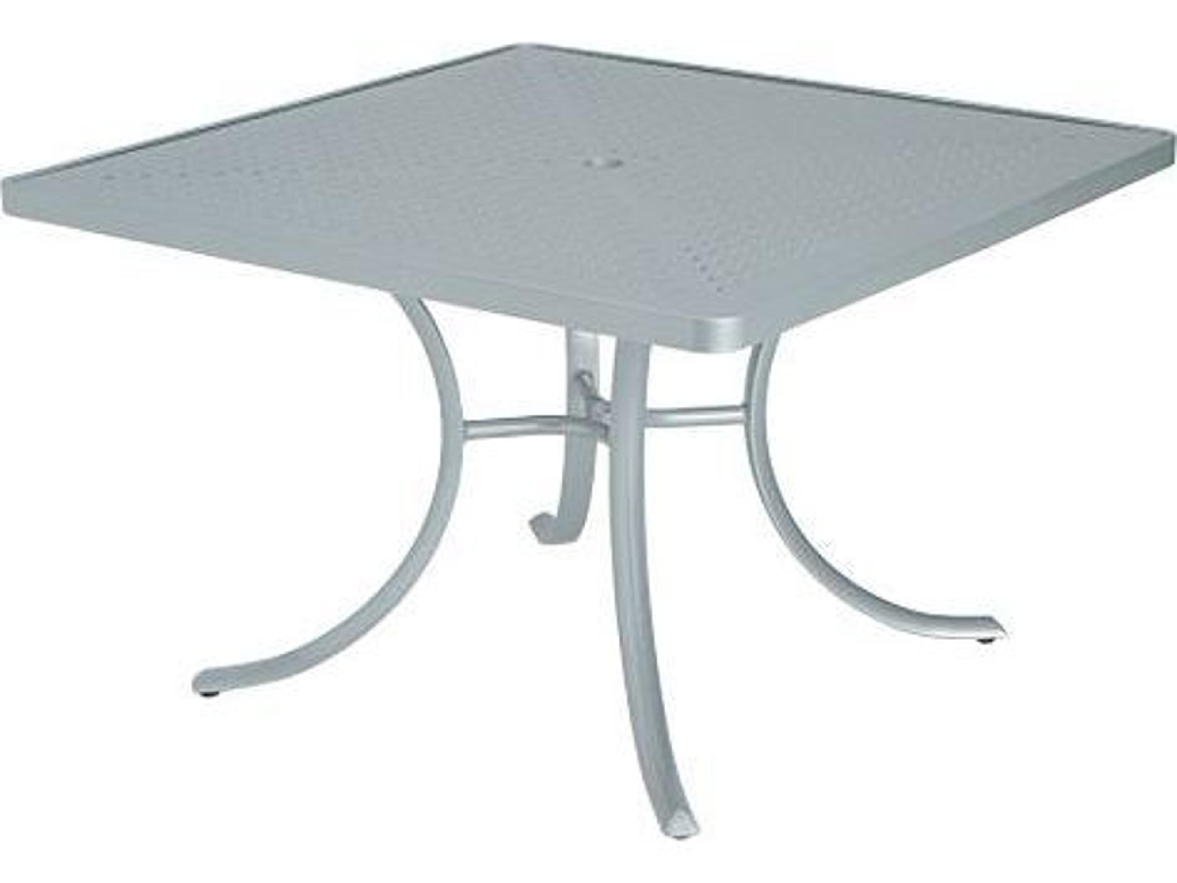 Tropitone Boulevard Aluminum Square Outdoor Patio Dining Table with Umbrella Hole