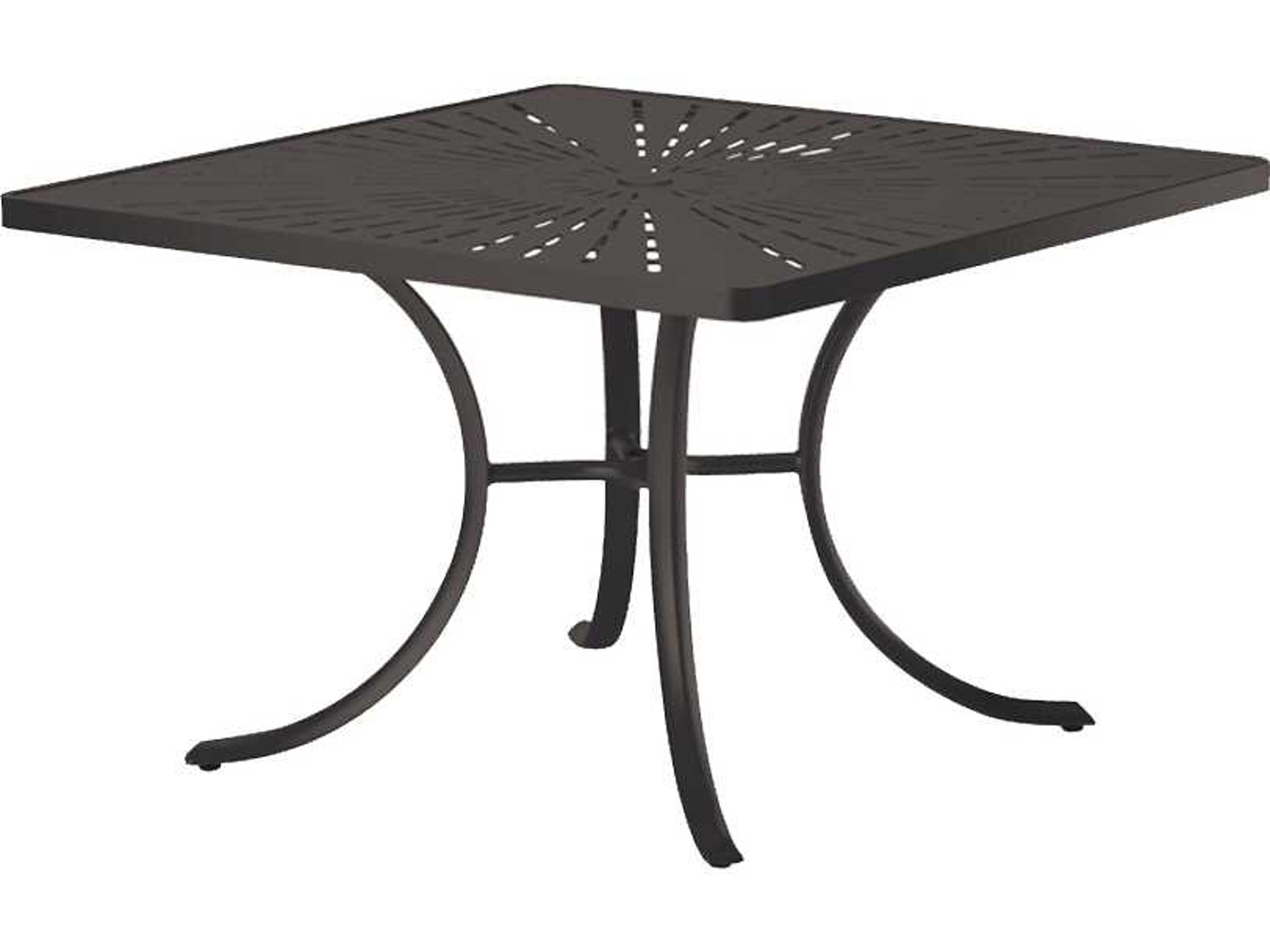 Tropitone La Stratta Aluminum Square Patio Dining Table with Umbrella Hole