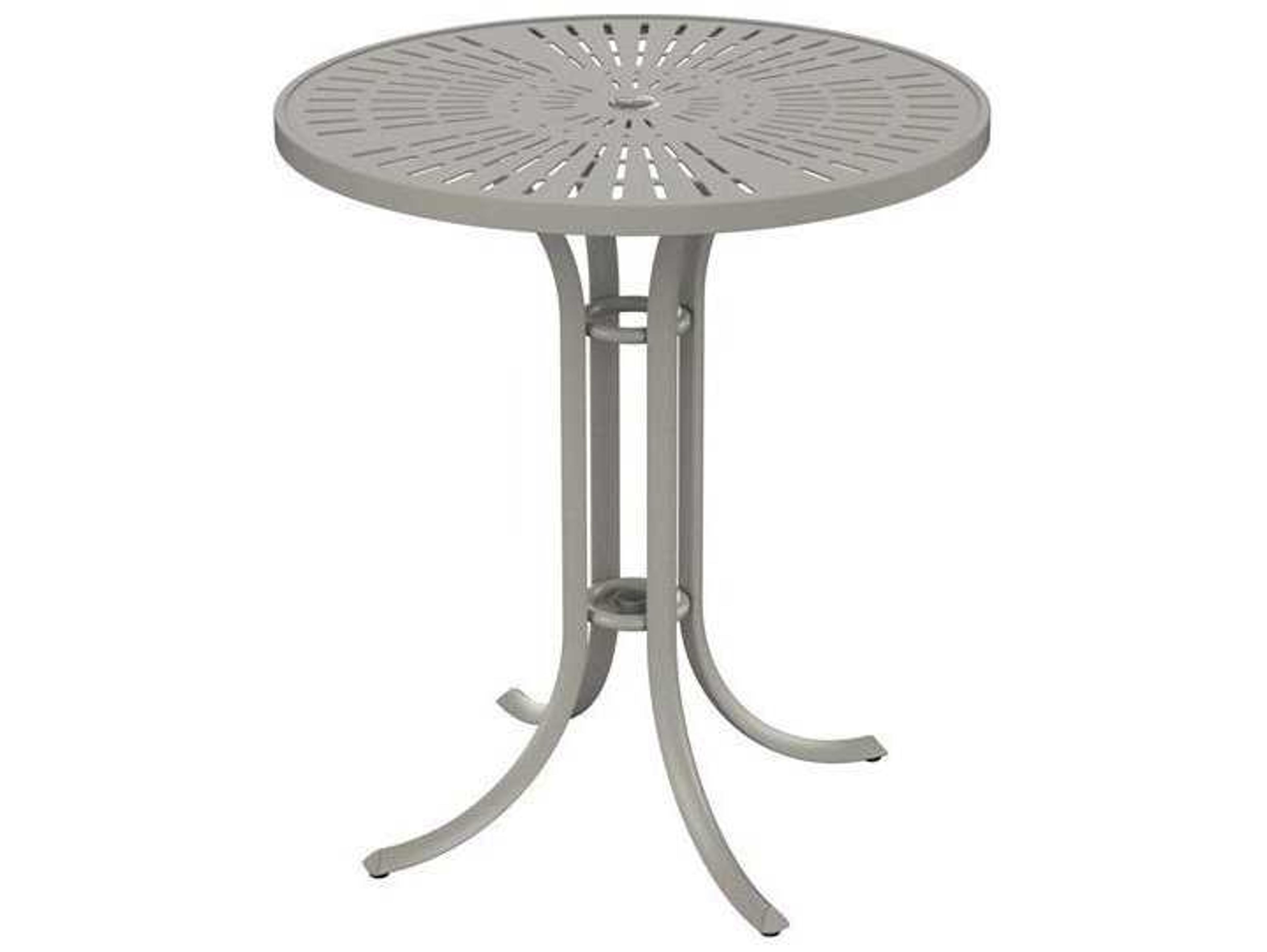 Tropitone Patterned La'stratta Aluminum Round Patio Bar Table with Umbrella Hole