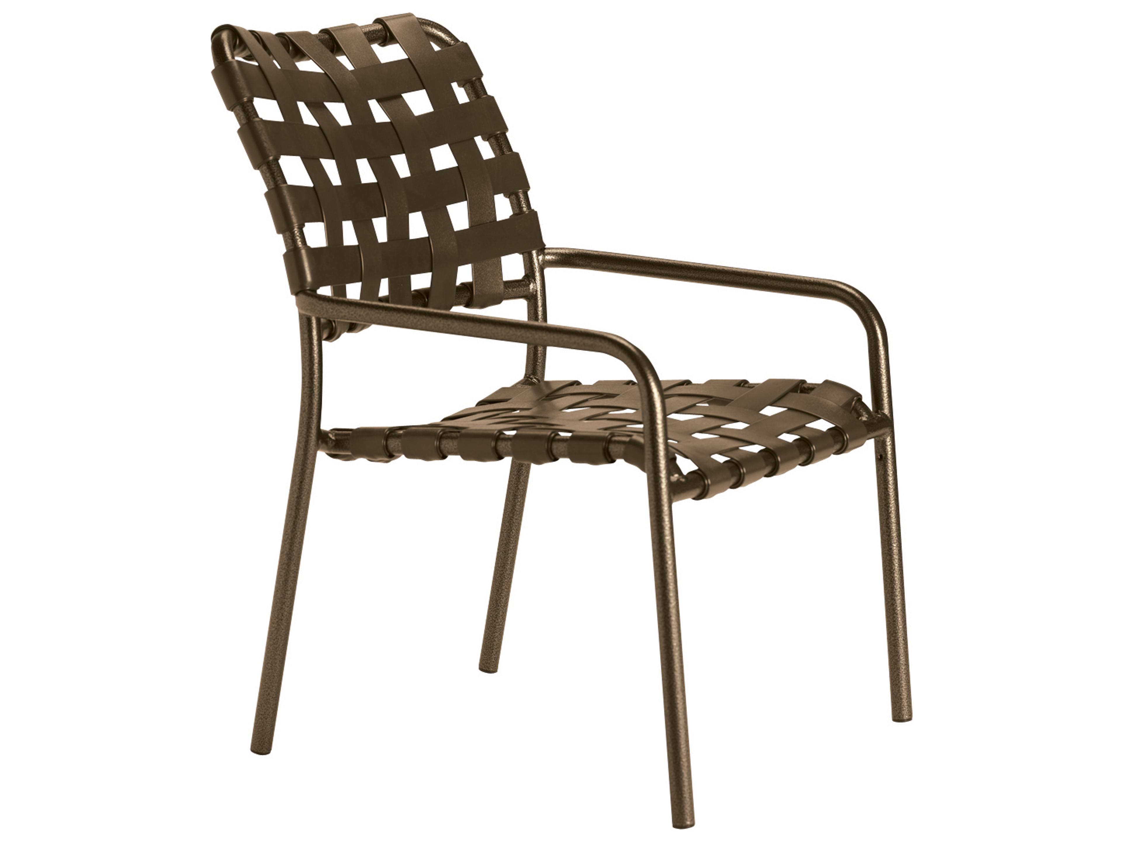 Tropitone Kahana Cross Strap Aluminum Stackable Patio Dining Arm Chair