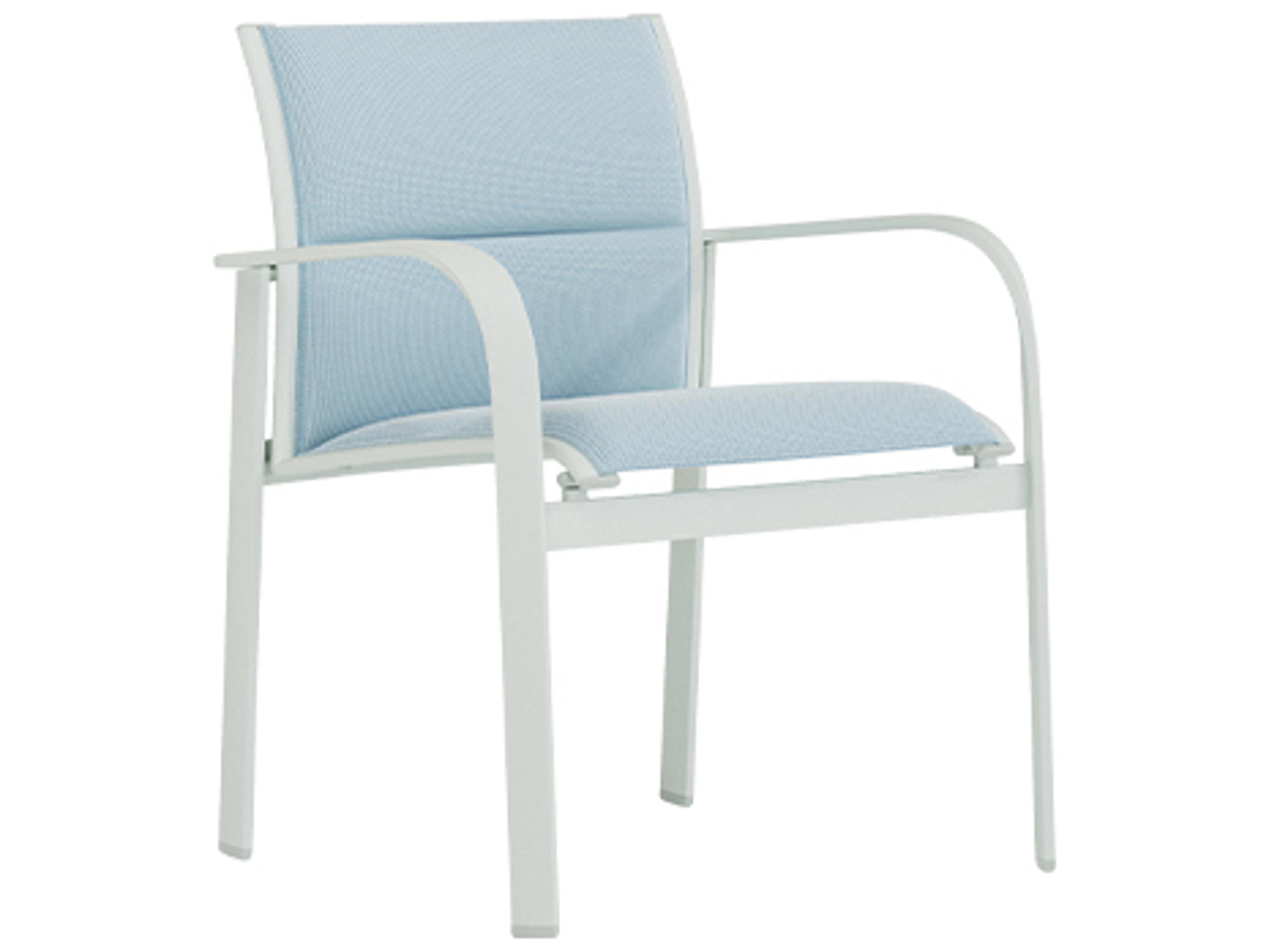 Tropitone Twist Padded Sling Aluminum Stackable Outdoor Dining Arm Chair