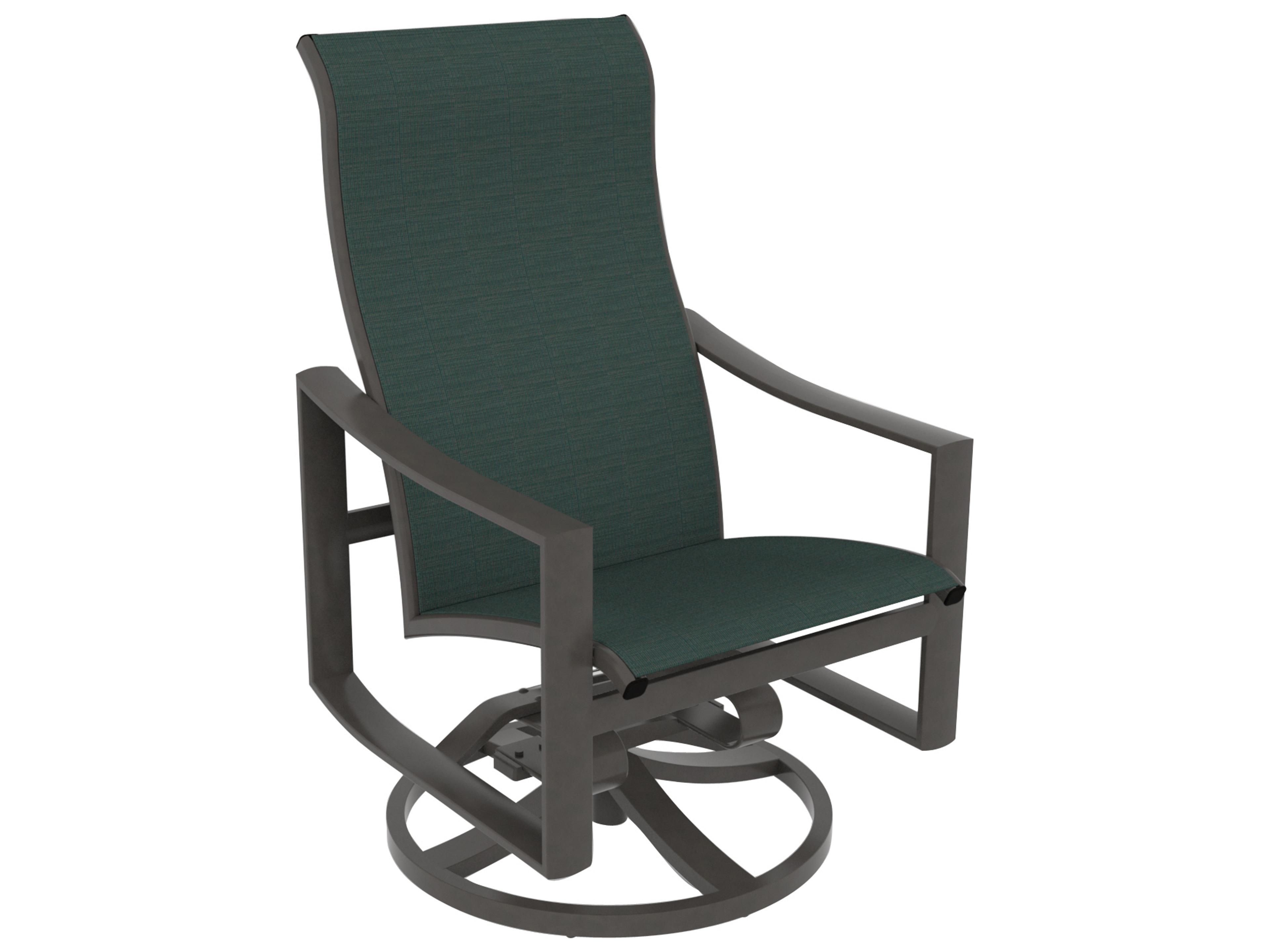 Tropitone Kenzo Sling Aluminum High Back Swivel Rocker Outdoor Dining Arm Chair