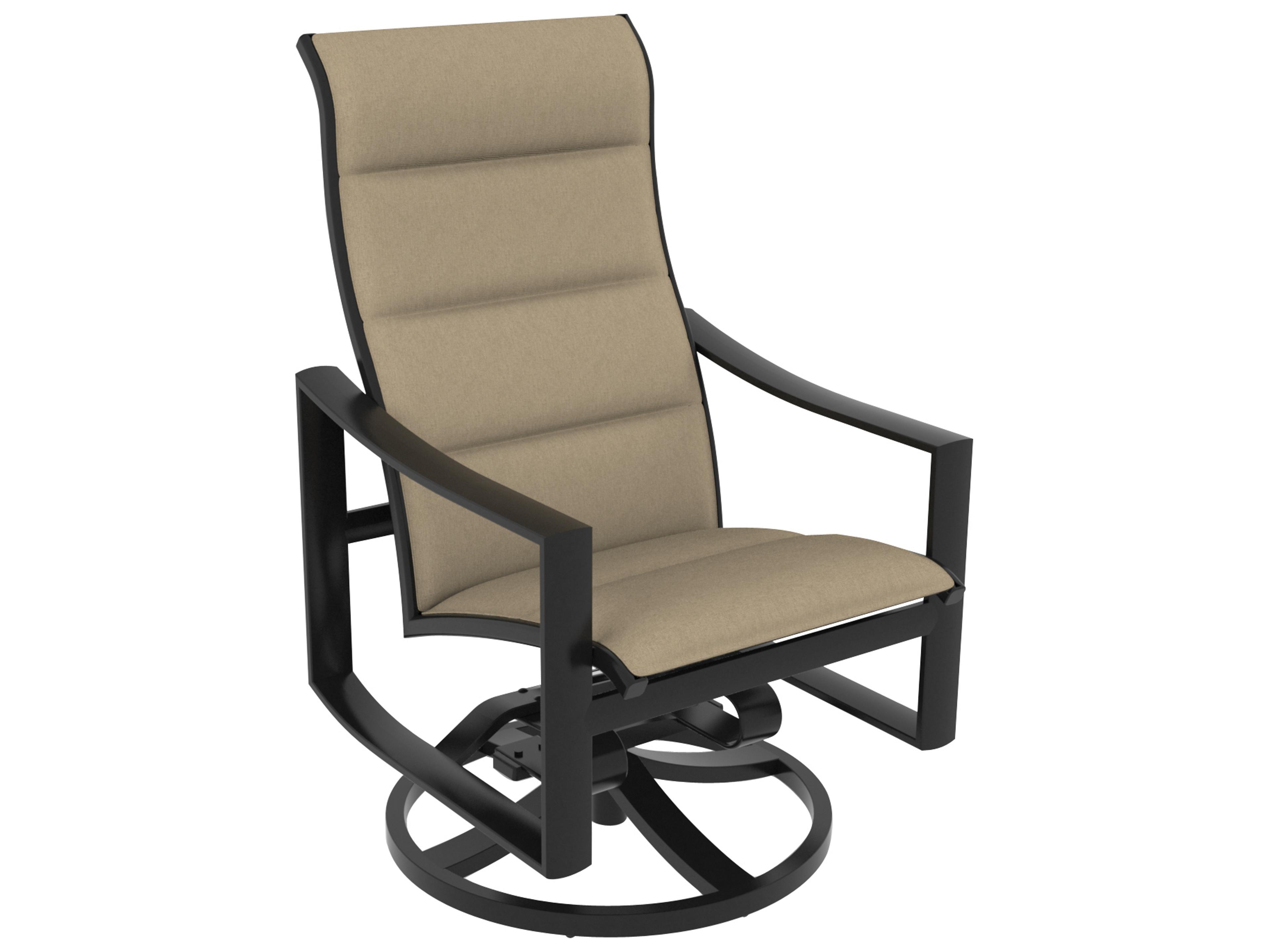 Kenzo Padded Sling Aluminum High Back Swivel Rocker Outdoor Patio Dining Arm Chair