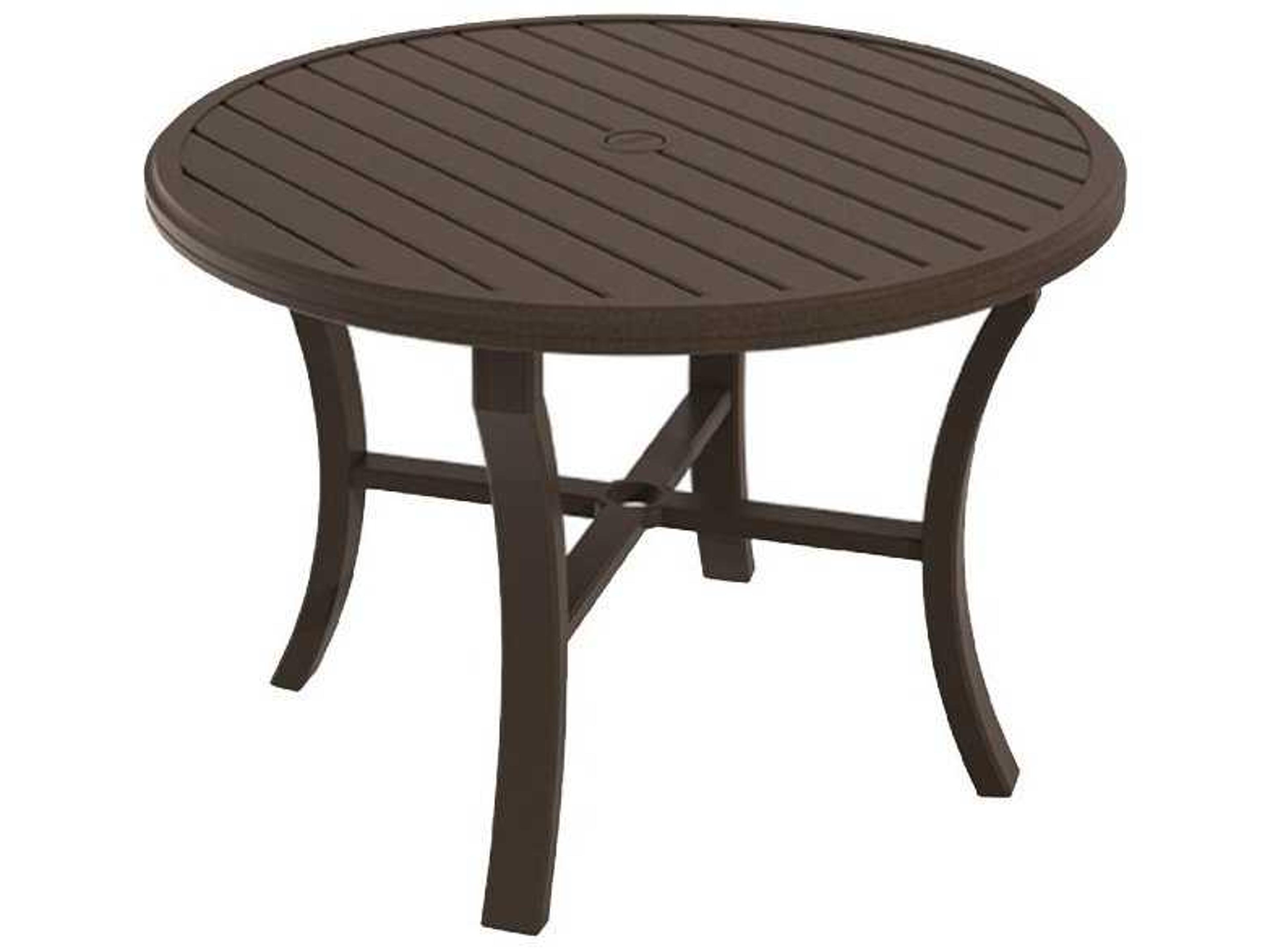 Tropitone Banchetto Slat Aluminum Round Outdoor Dining Table
