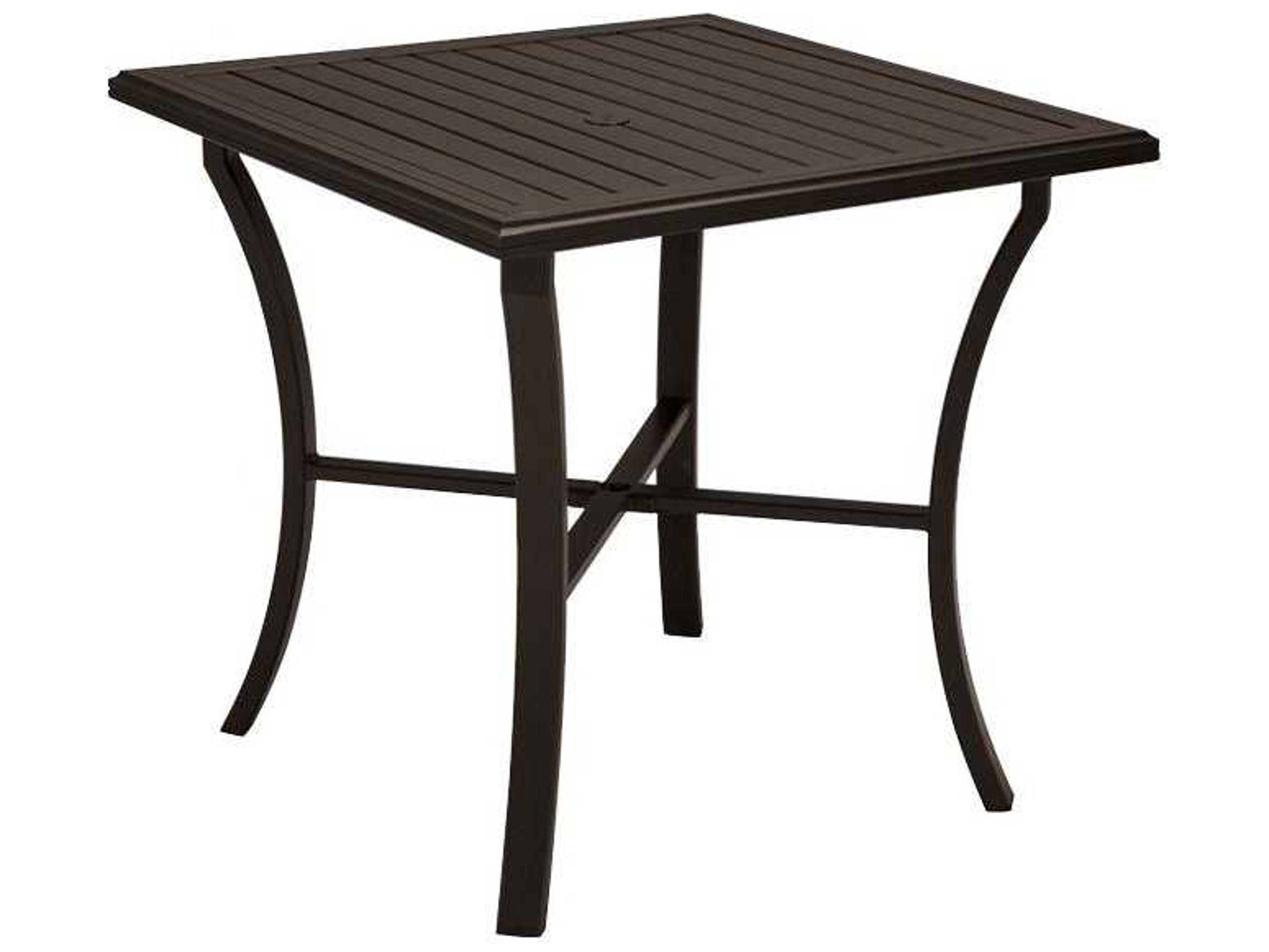 Tropitone Banchetto Slat Aluminum Square Outdoor Bar Table