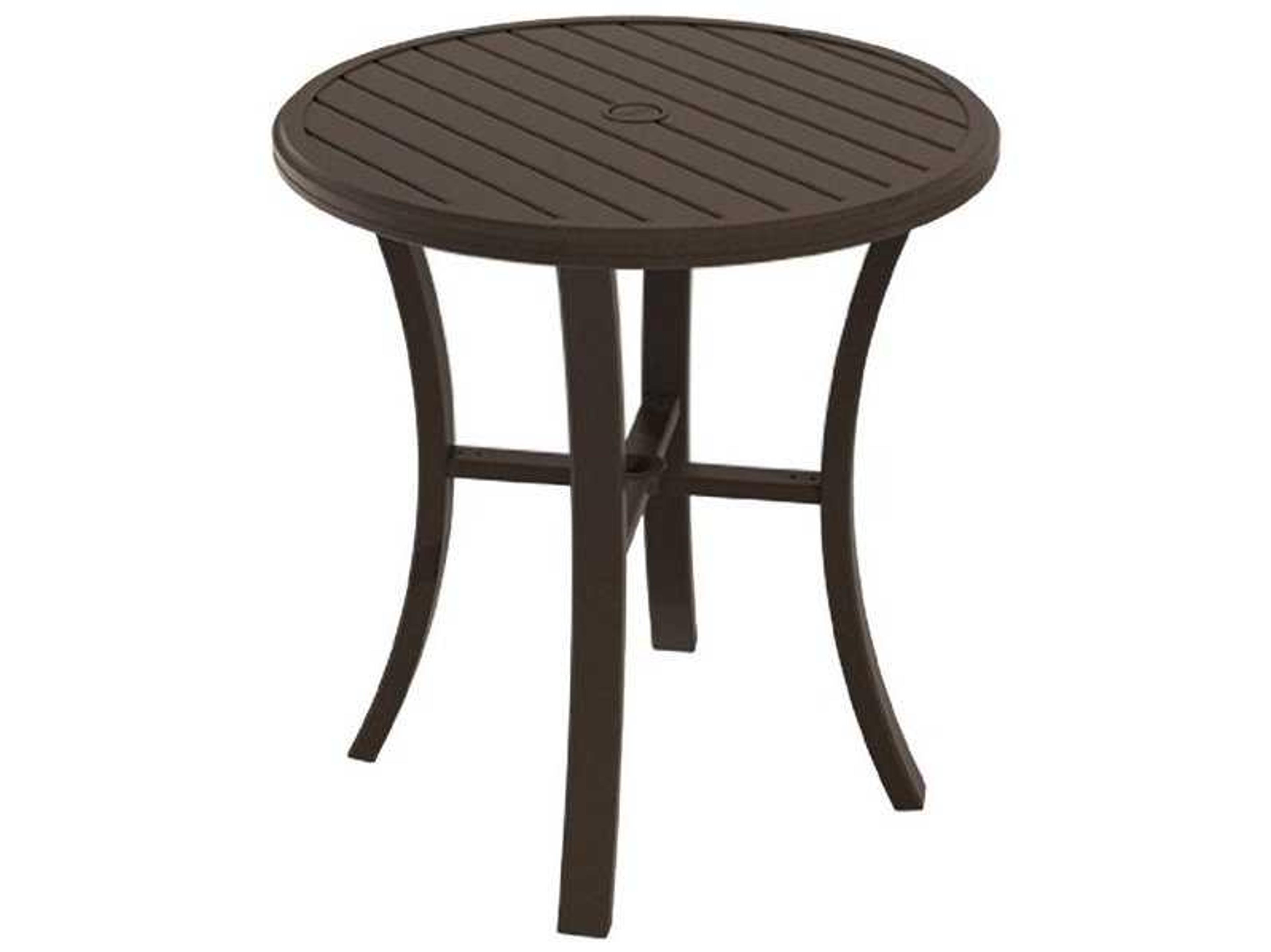 Tropitone Banchetto Slat Aluminum Round KD Patio Bar Table