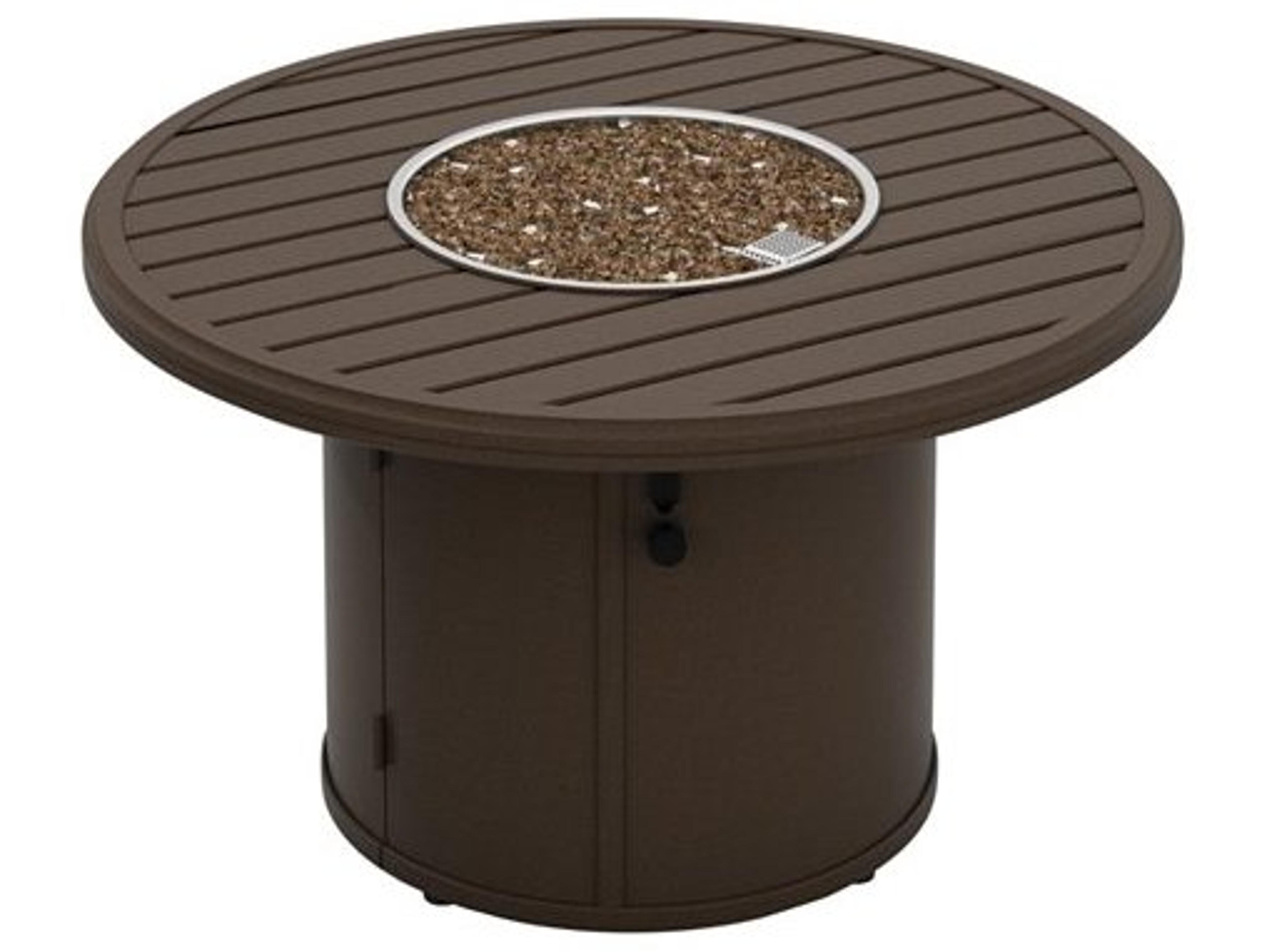 Tropitone Banchetto Aluminum Round Ignitor Outdoor Fire Pit Table with Timer