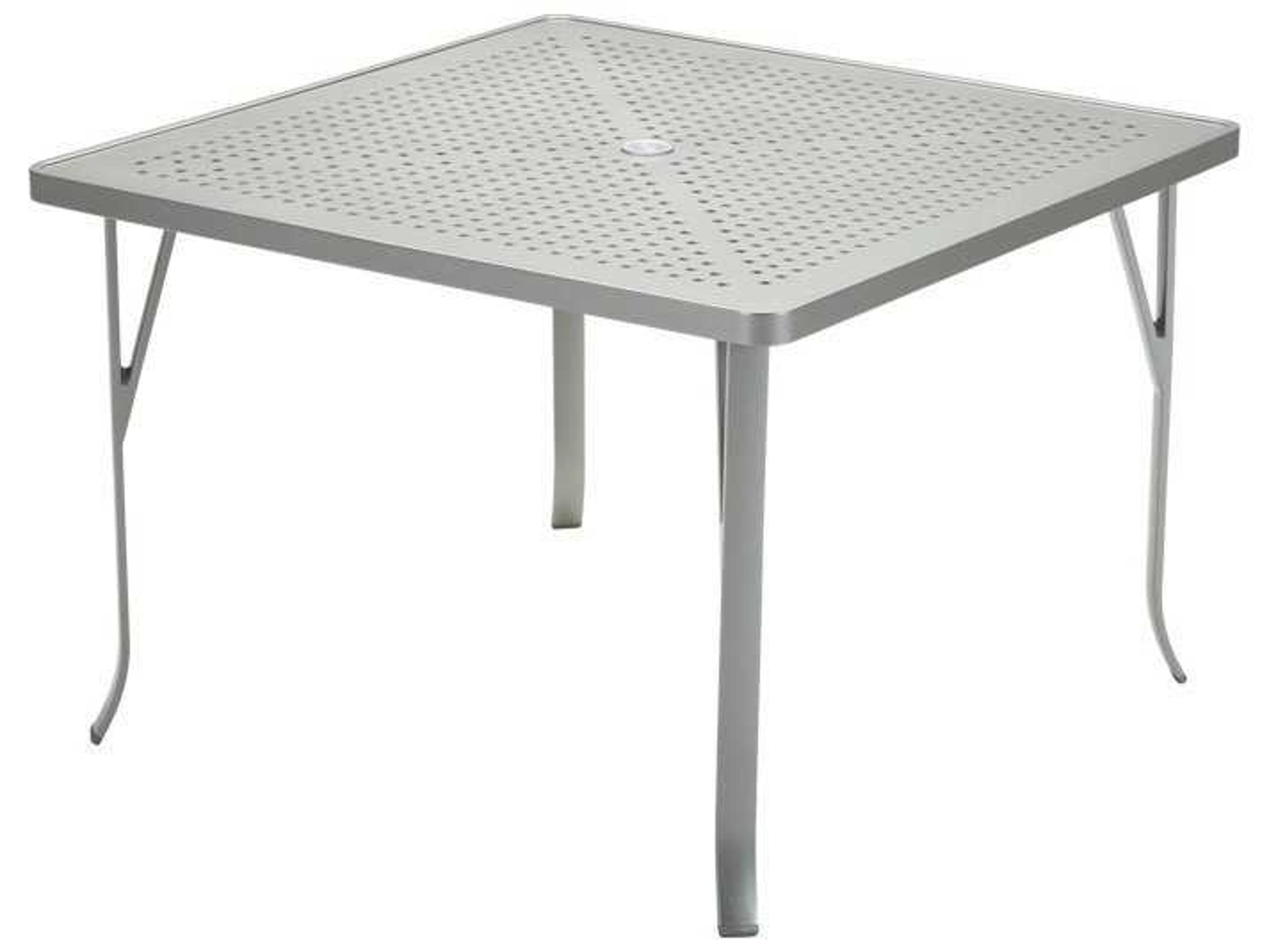 Tropitone Boulevard Aluminum Square Patio Dining Table with Umbrella Hole
