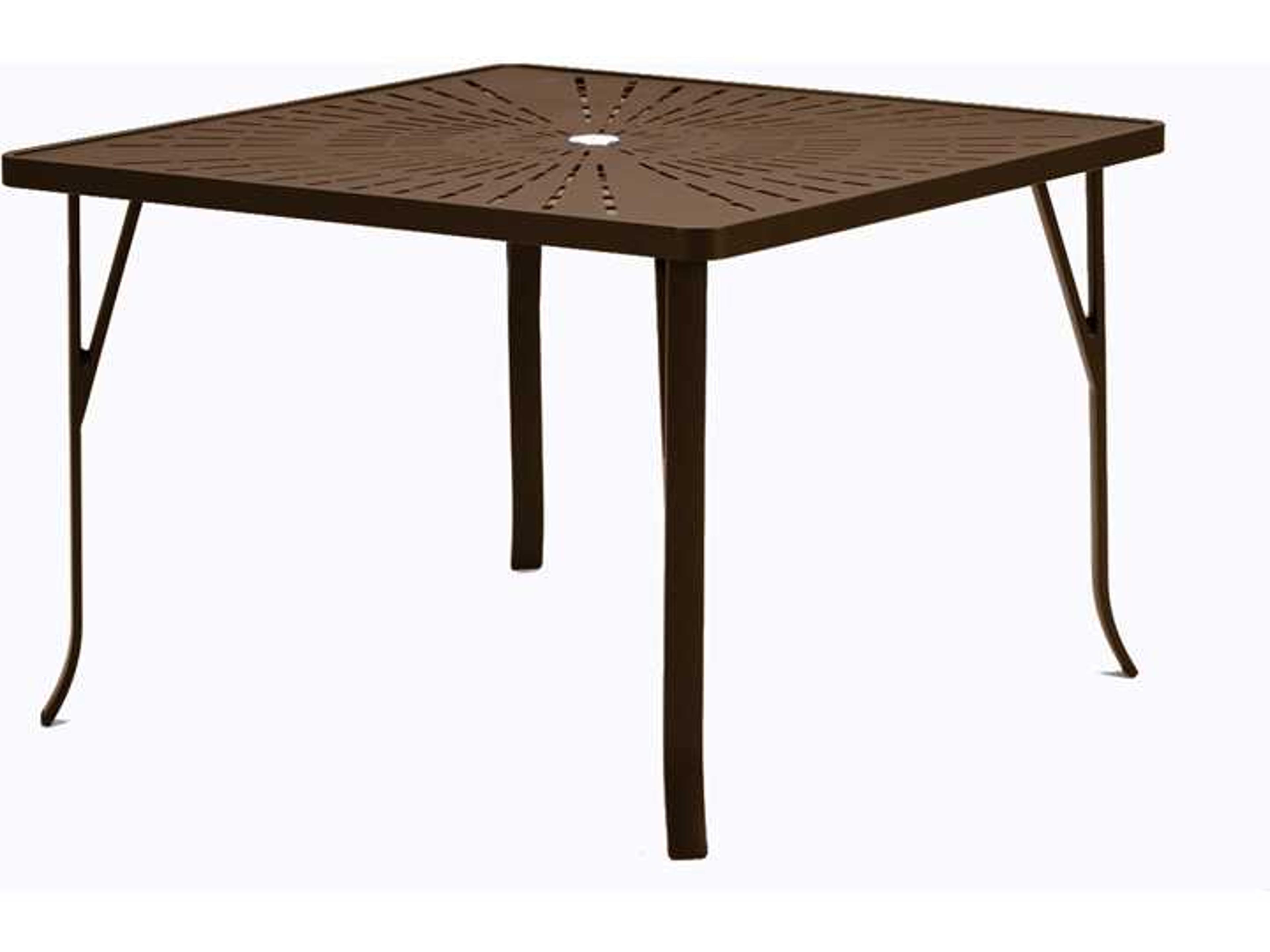 Tropitone La Stratta Aluminum Square Outdoor Dining Table with Umbrella Hole