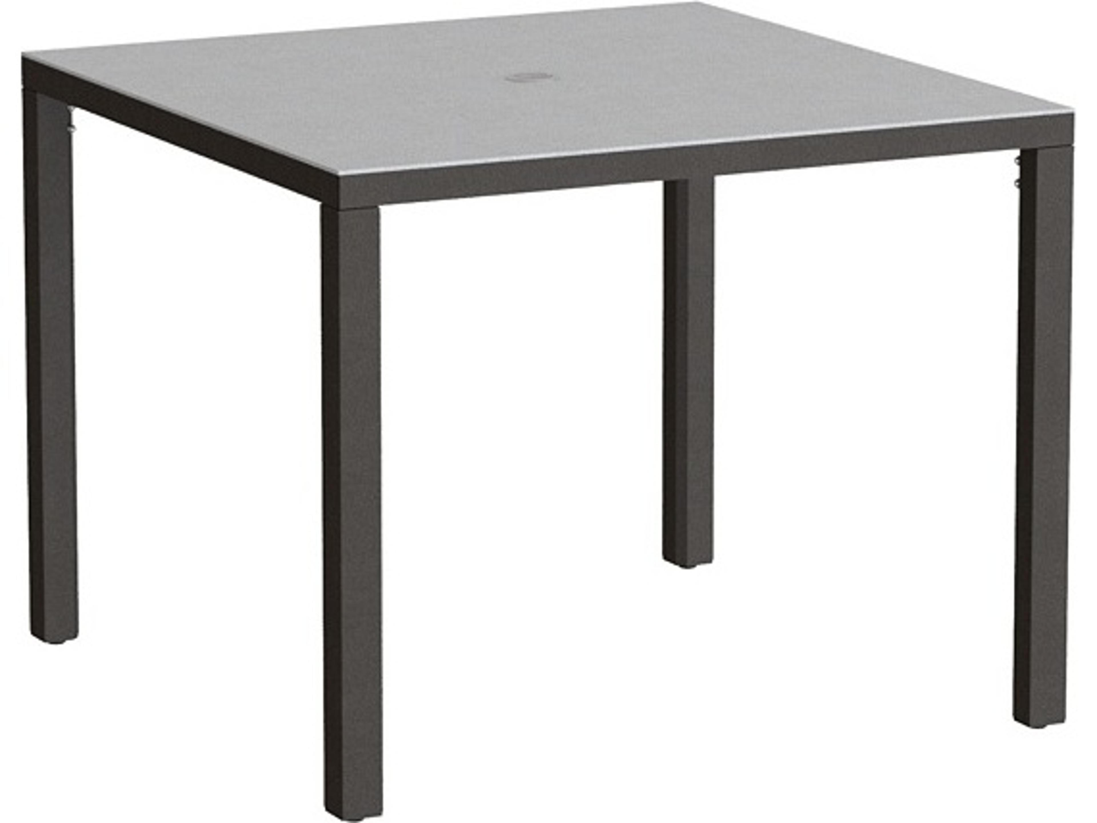 Tropitone Parson Solid Top Aluminum 37" Square KD Dining Table with Umbrella Hole