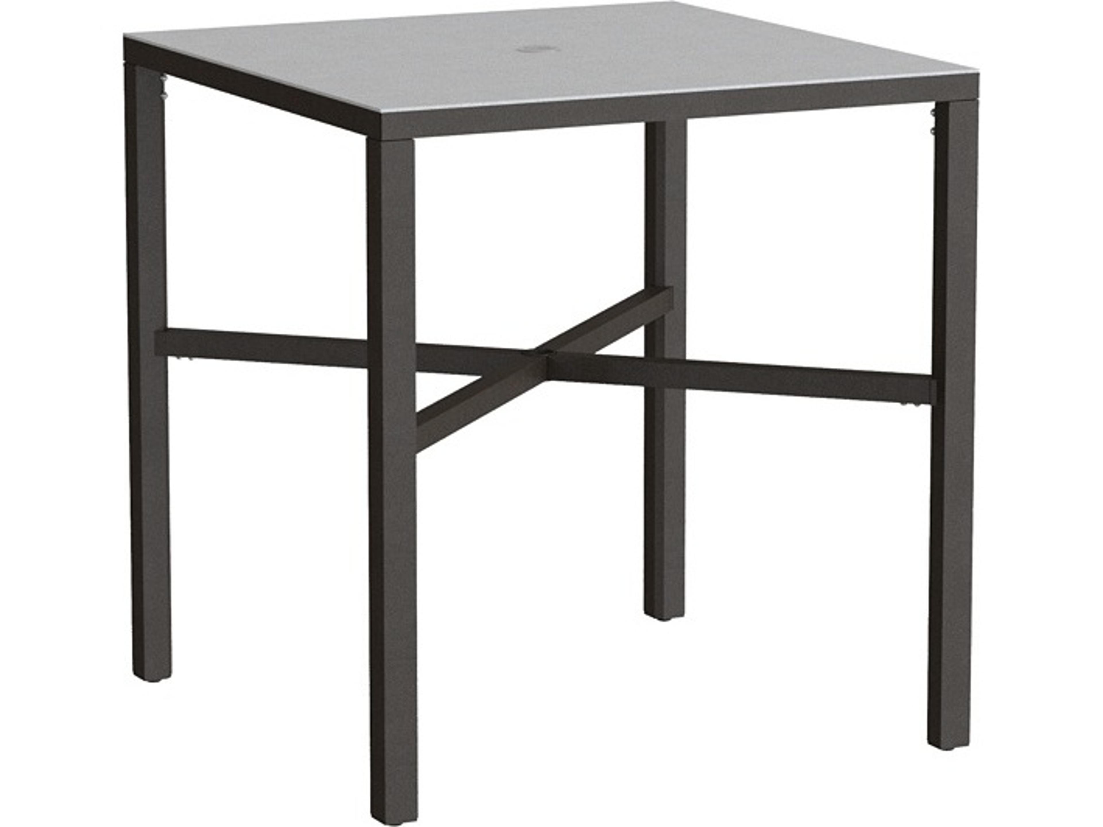 Tropitone Parson Solid Top Aluminum 37" Square KD Bar Table with Umbrella Hole