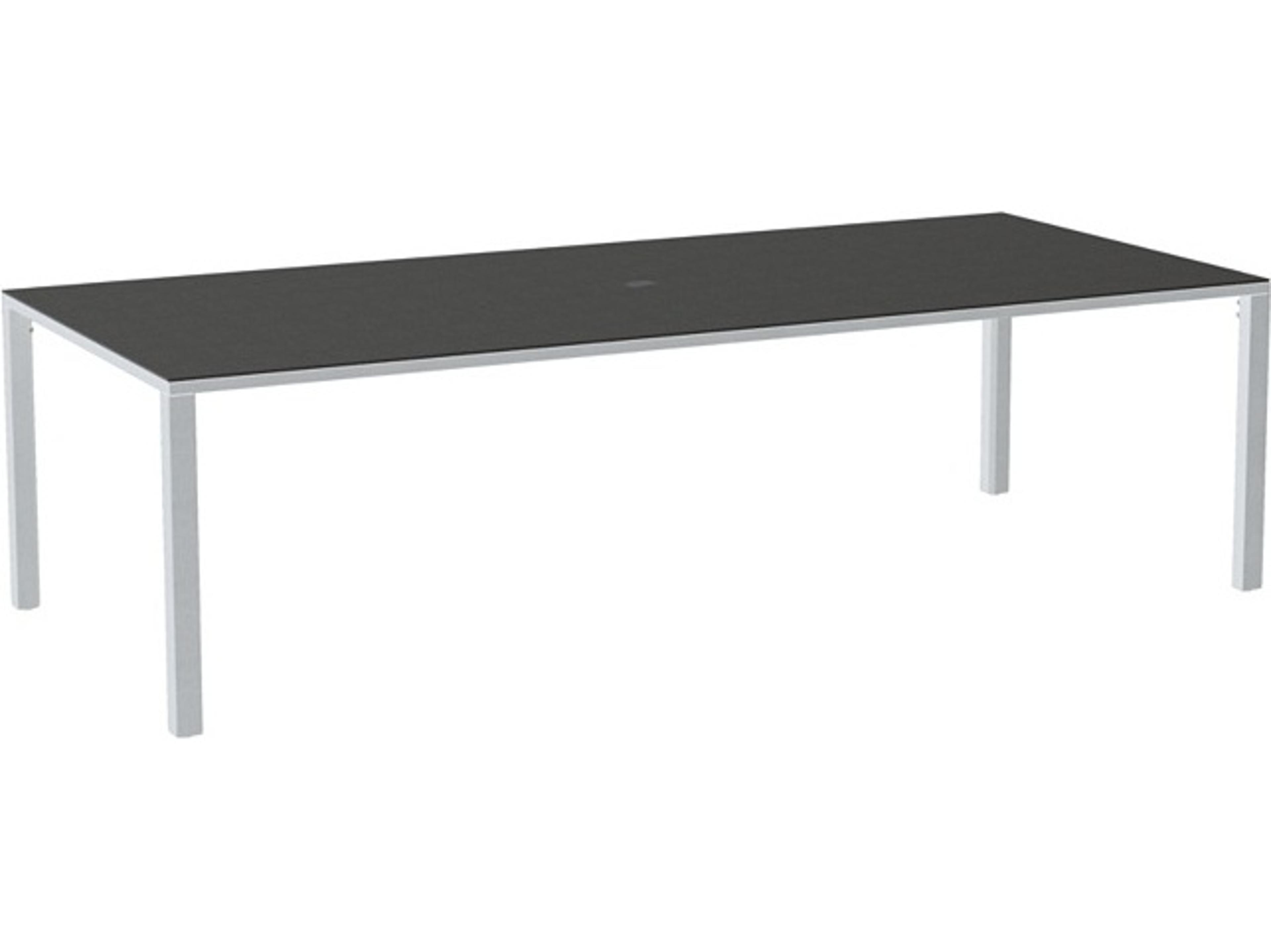 Tropitone Parson Solid Top Aluminum 96" x 42" Rectangular KD ADA Dining Table with Umbrella Hole