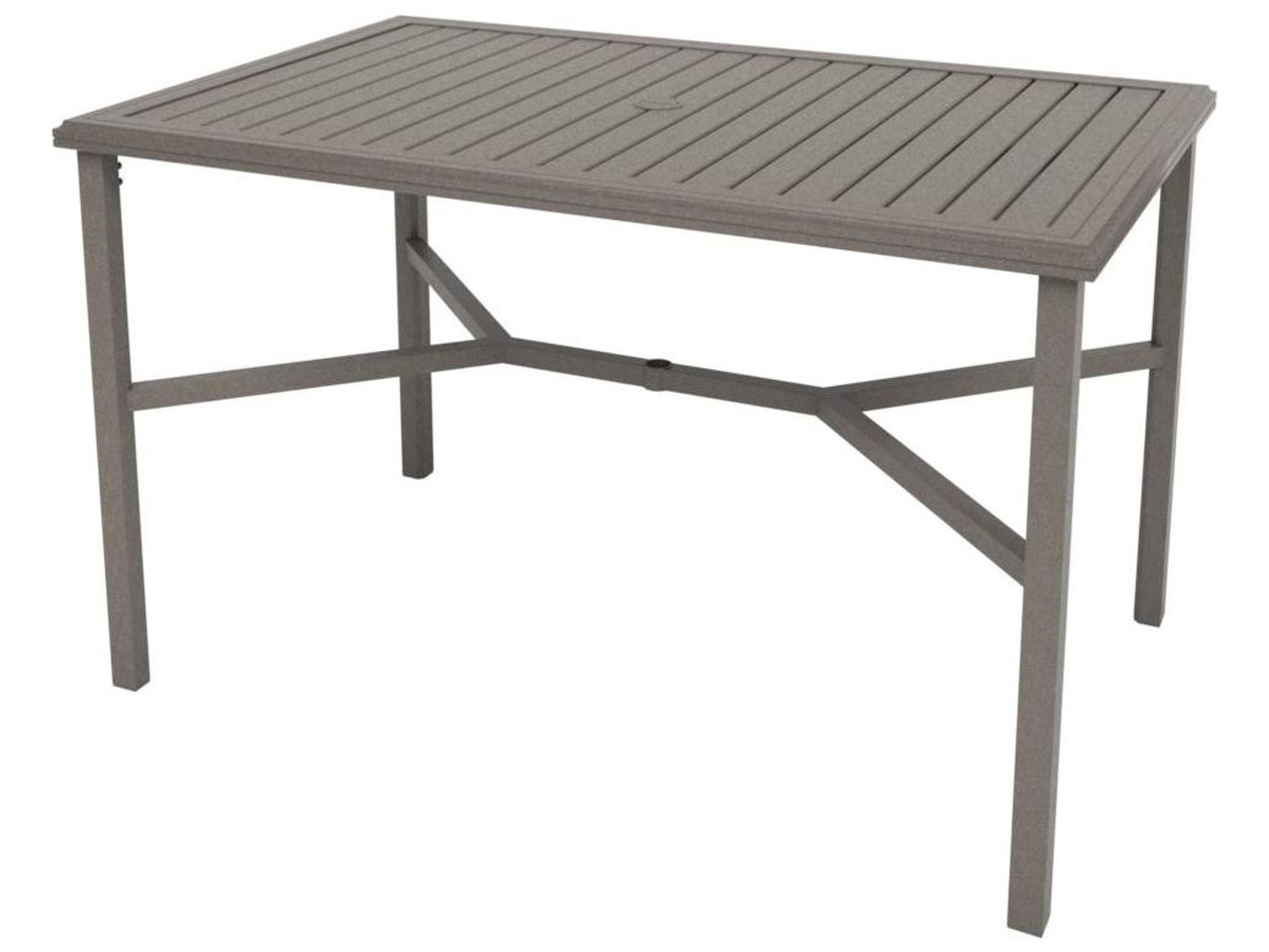 Tropitone Amici Aluminum Rectangular KD Outdoor Patio Bar Table with Umbrella Hole