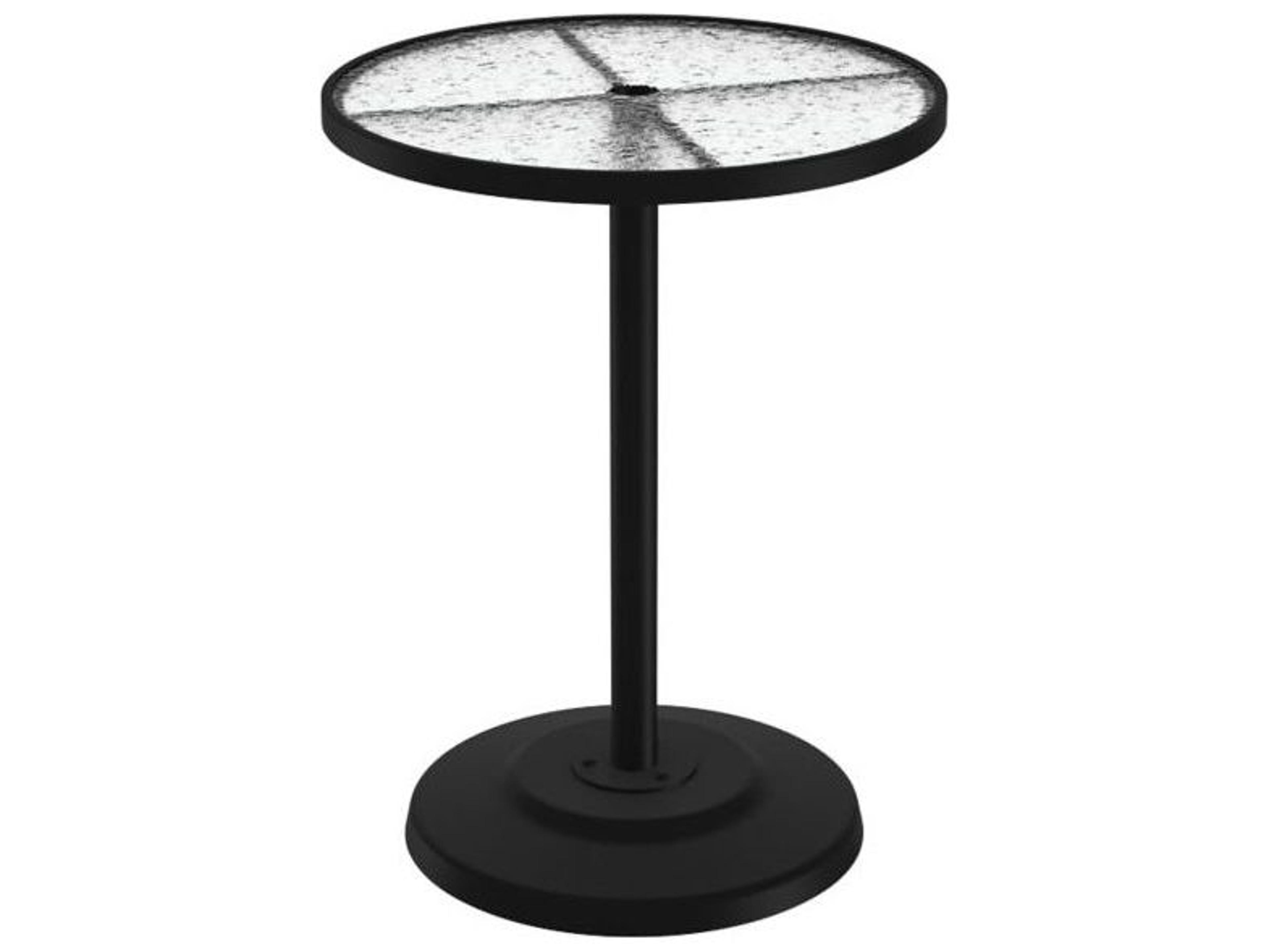 Tropitone Acrylic Cast Aluminum Round KD Pedestal Patio Bar Table with Umbrella Hole