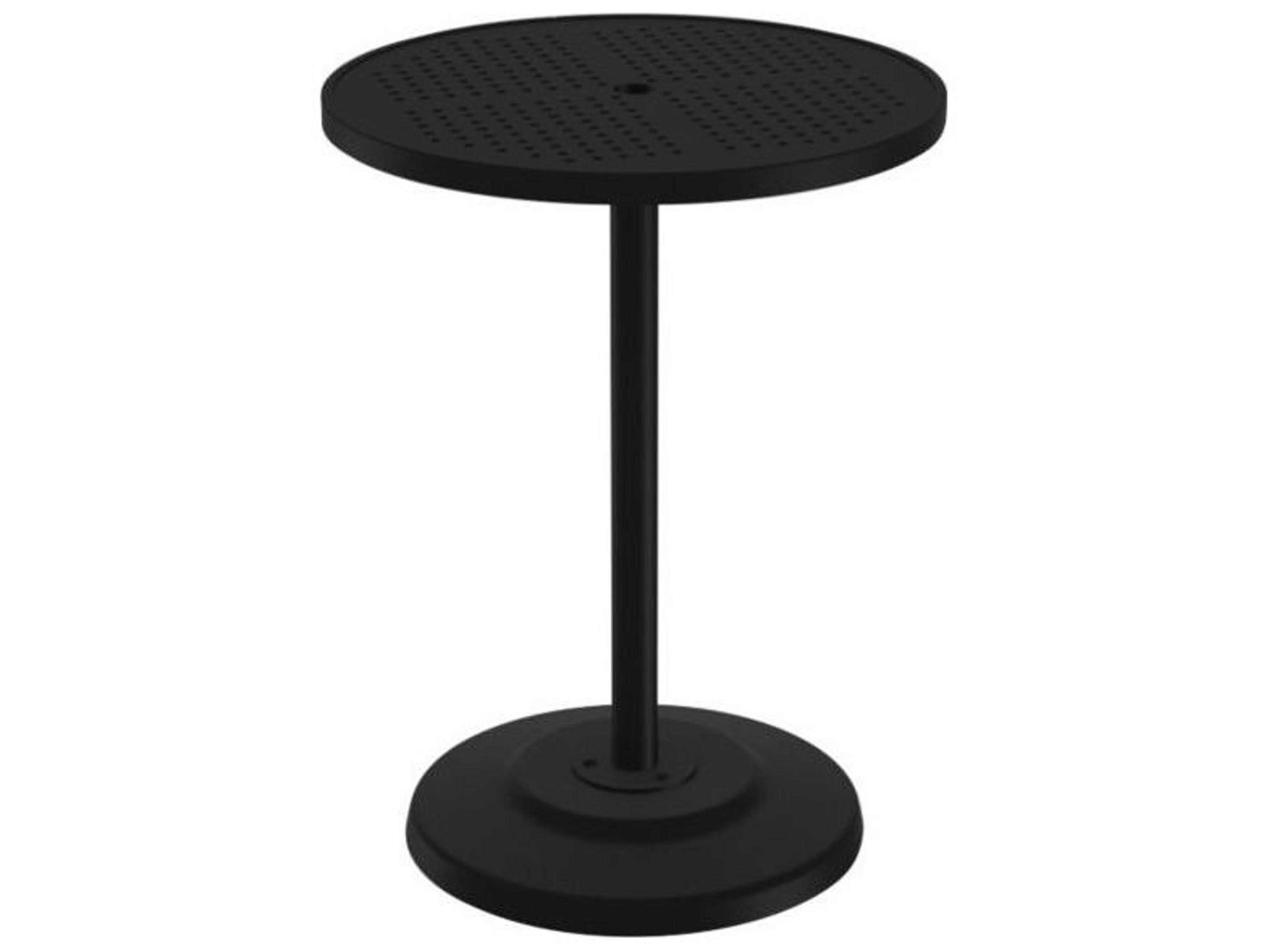 Tropitone Boulevard Aluminum Round KD Pedestal Outdoor Bar Table with Umbrella Hole