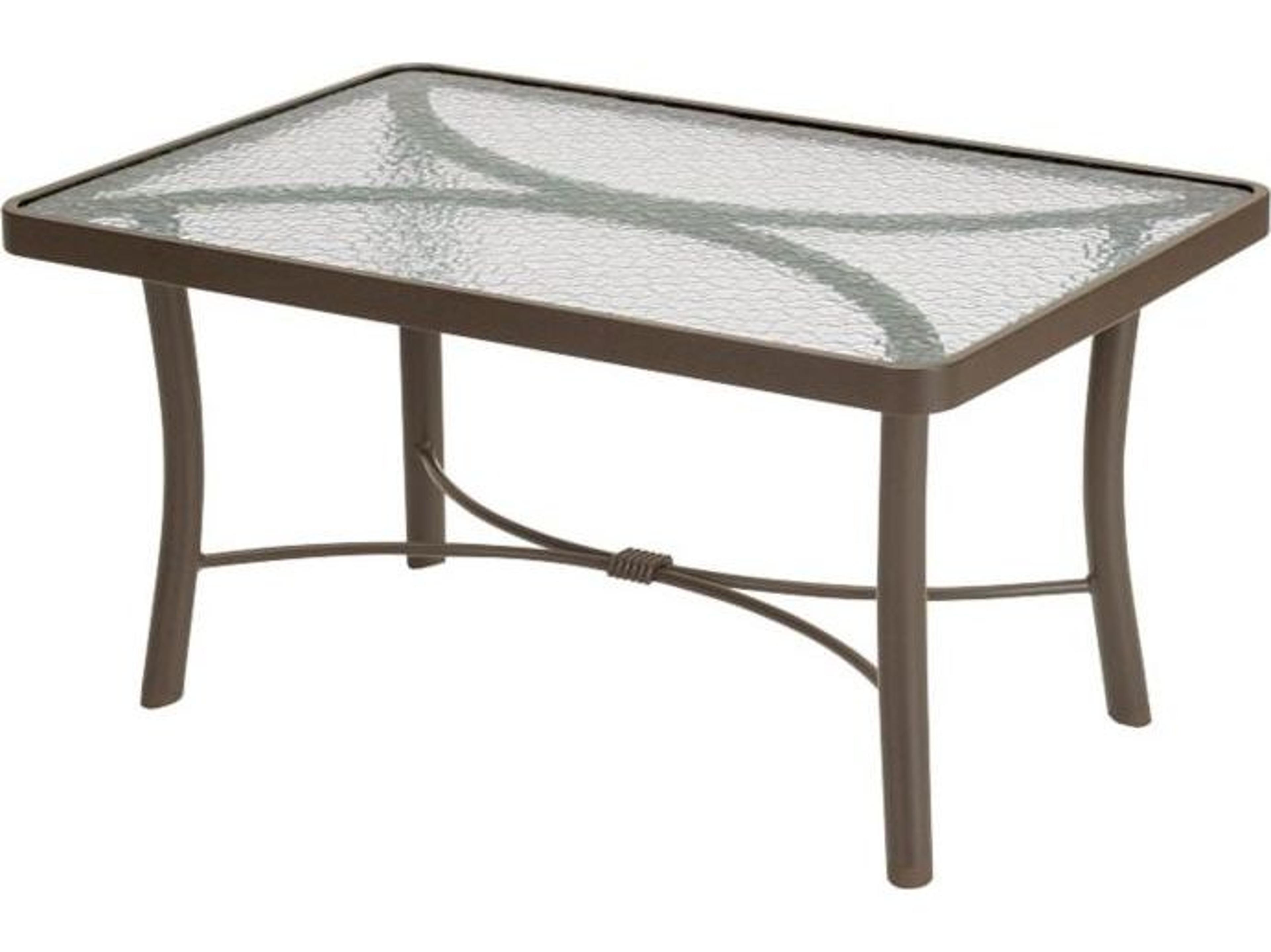 Tropitone Acrylic & Glass Tables Obscure Cast Aluminum Rectangular Patio Coffee Table