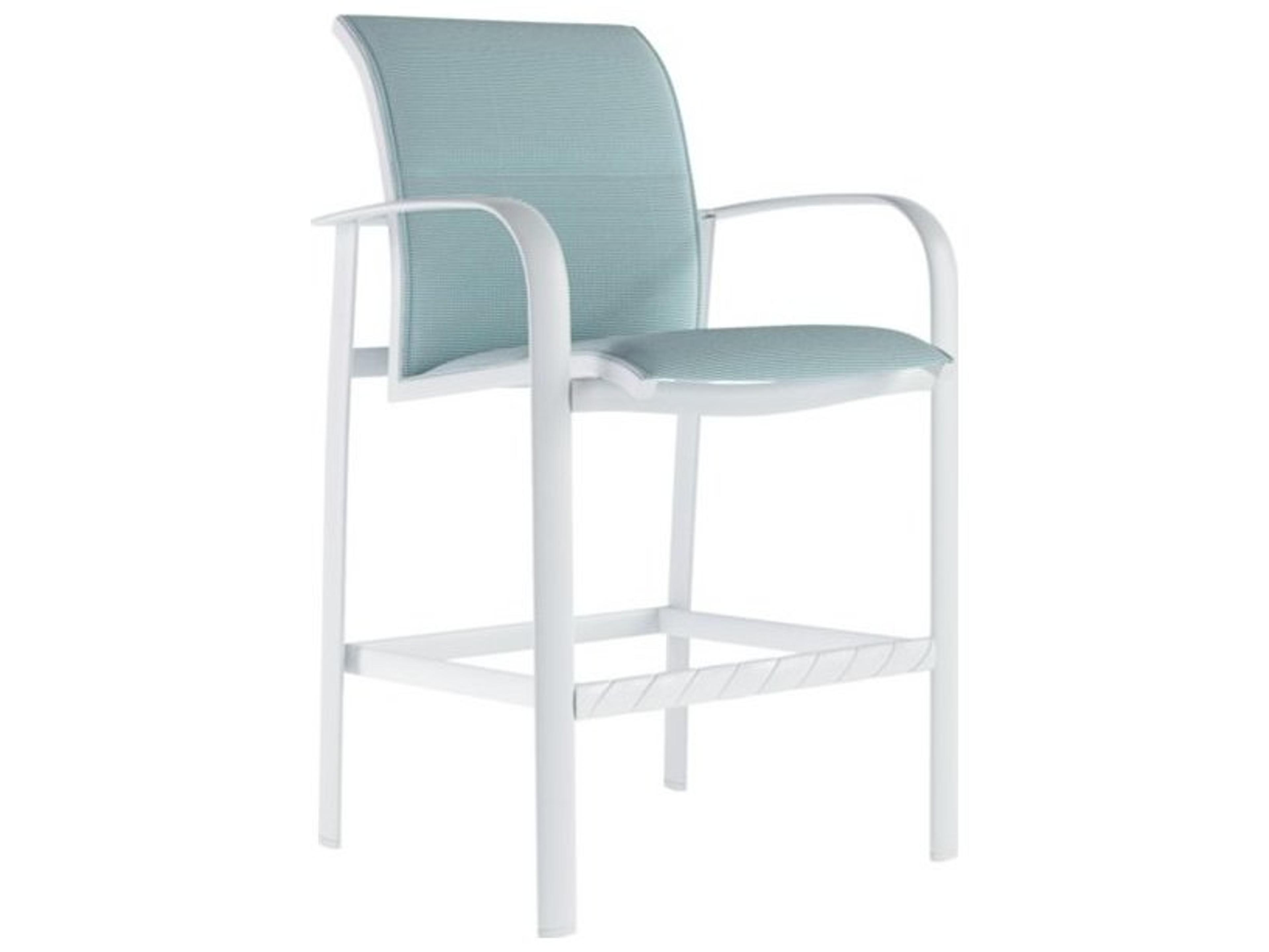 Tropitone Laguna Beach Relaxed Padded Sling Aluminum Stackable Outdoor Bar Stool