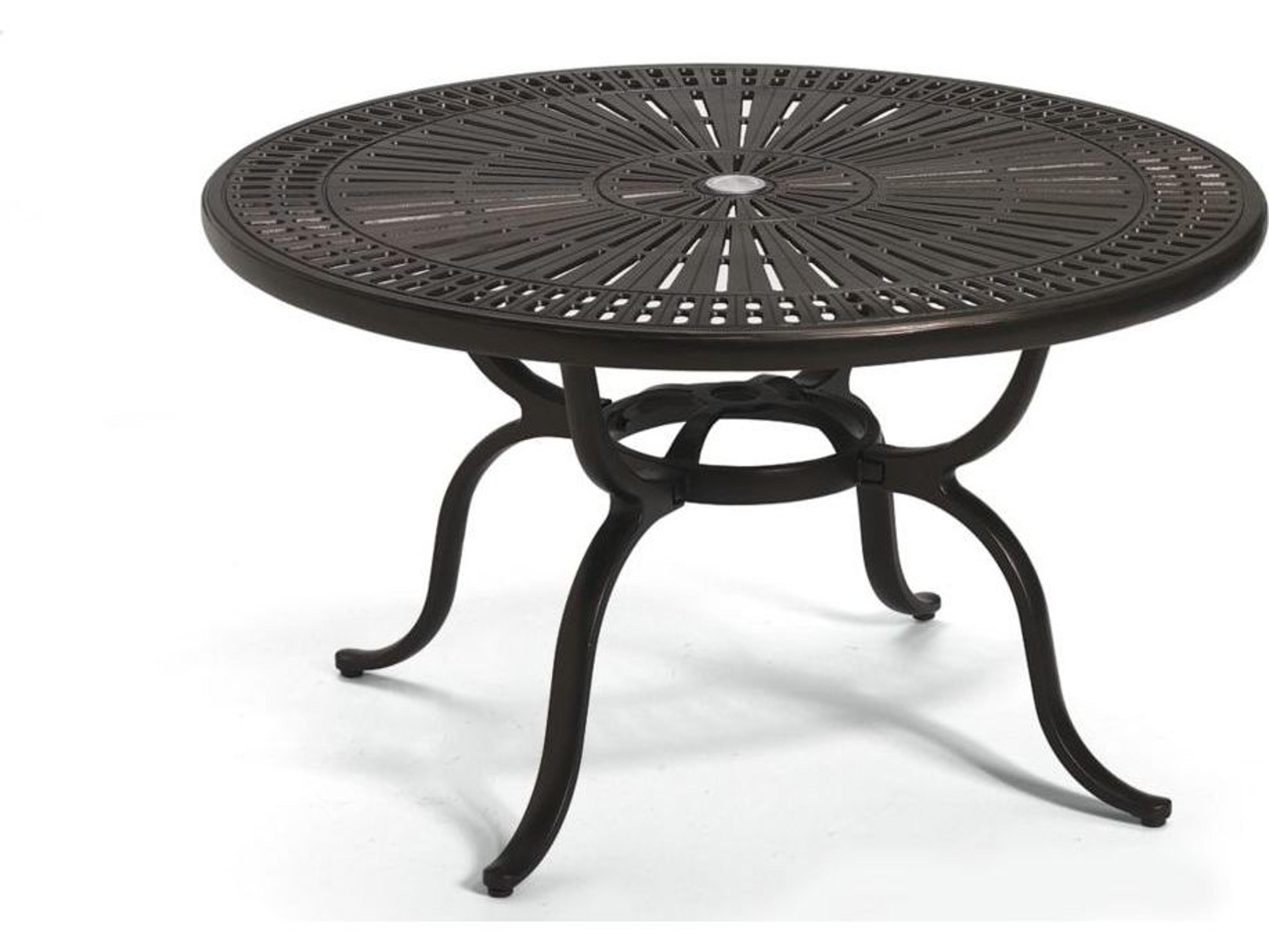 Tropitone Cast Kd Spectrum Tables Aluminum Round Umbrella Hole Patio Chat Table