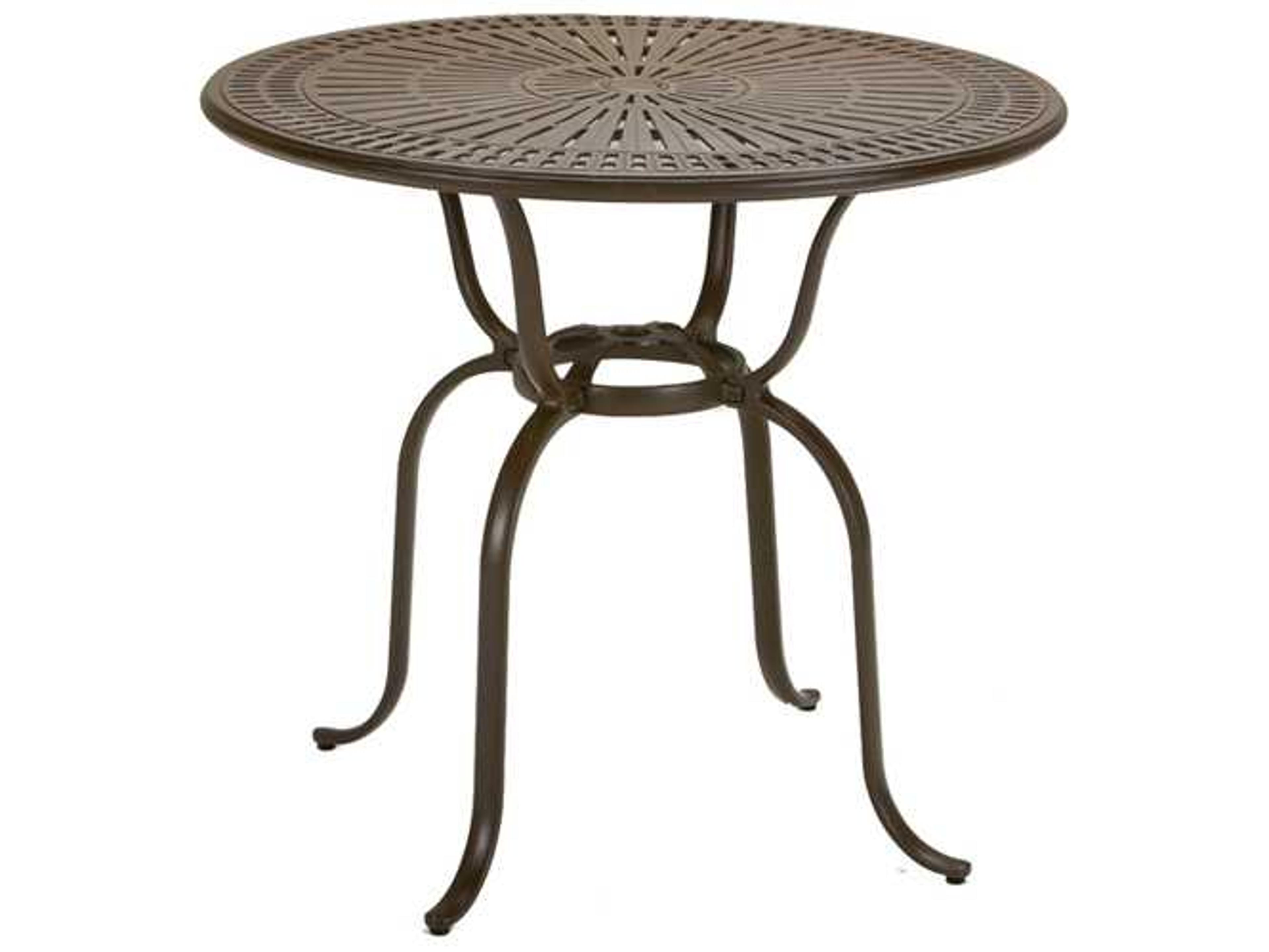 Tropitone Cast Kd Spectrum Tables Aluminum Round Umbrella Hole Patio Bar Table