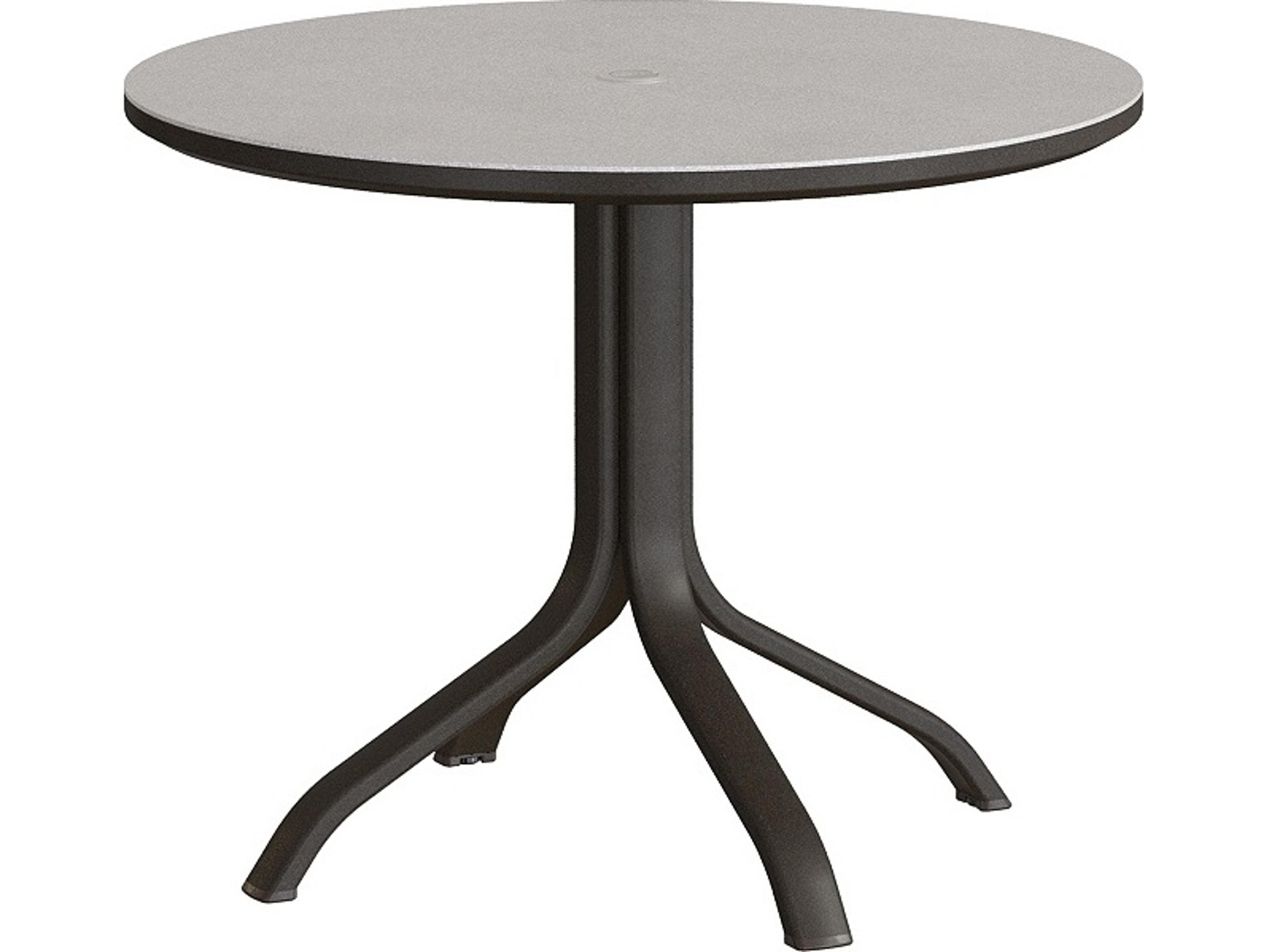 Tropitone Horizon Solid Aluminum 36" Round KD Pedestal Dining Table with Umbrella Hole