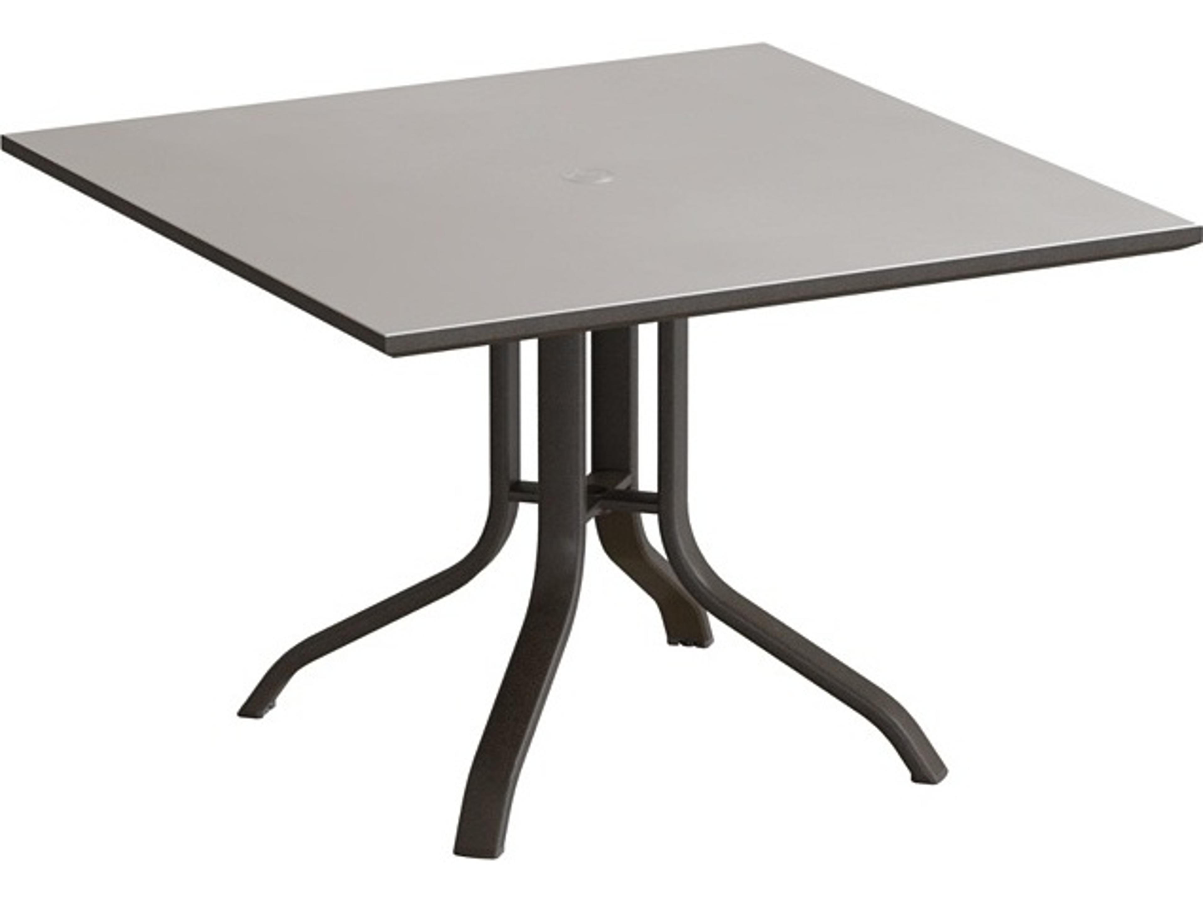 Tropitone Horizon Solid Aluminum 42" Square KD Pedestal Dining Table with Umbrella Hole