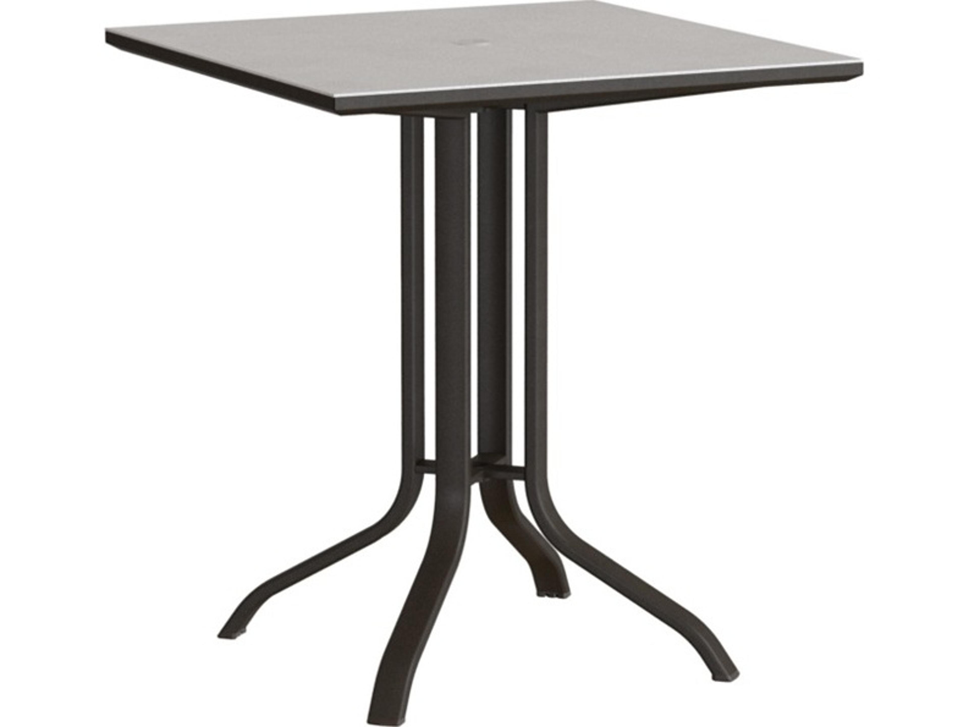 Tropitone Horizon Solid Aluminum 36" Square KD Pedestal Bar Table with Umbrella Hole